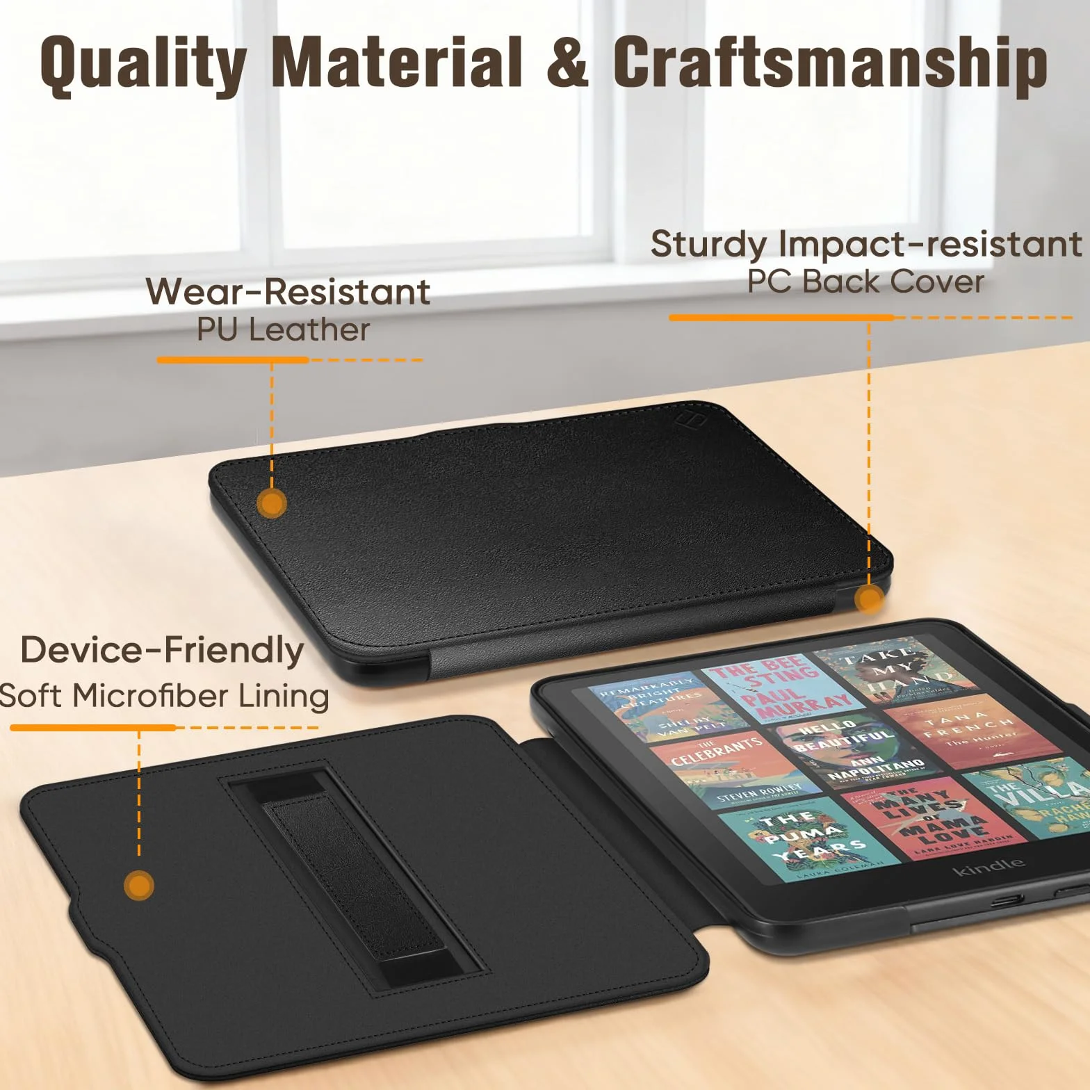 Fintie Etui z paskiem na rękę do Kindle Paperwhite (12. generacji) i Kindle Colorsoft/Paperwhite Signature Edition 2025/2024, lekkie etui z funkcją Auto Sleep/Wake, czarne