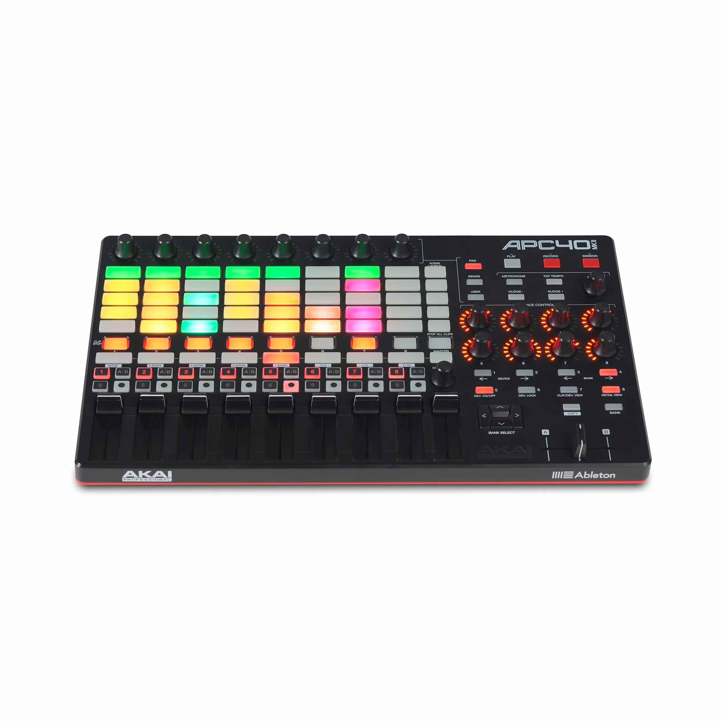 Akai Professional APC40 MKII - Kontroler MIDI USB, mapowanie 1:1 z Ableton Live Lite, Matryca do Klipów 5x8, Pokrętła i Fader, Pakiet Oprogramowania