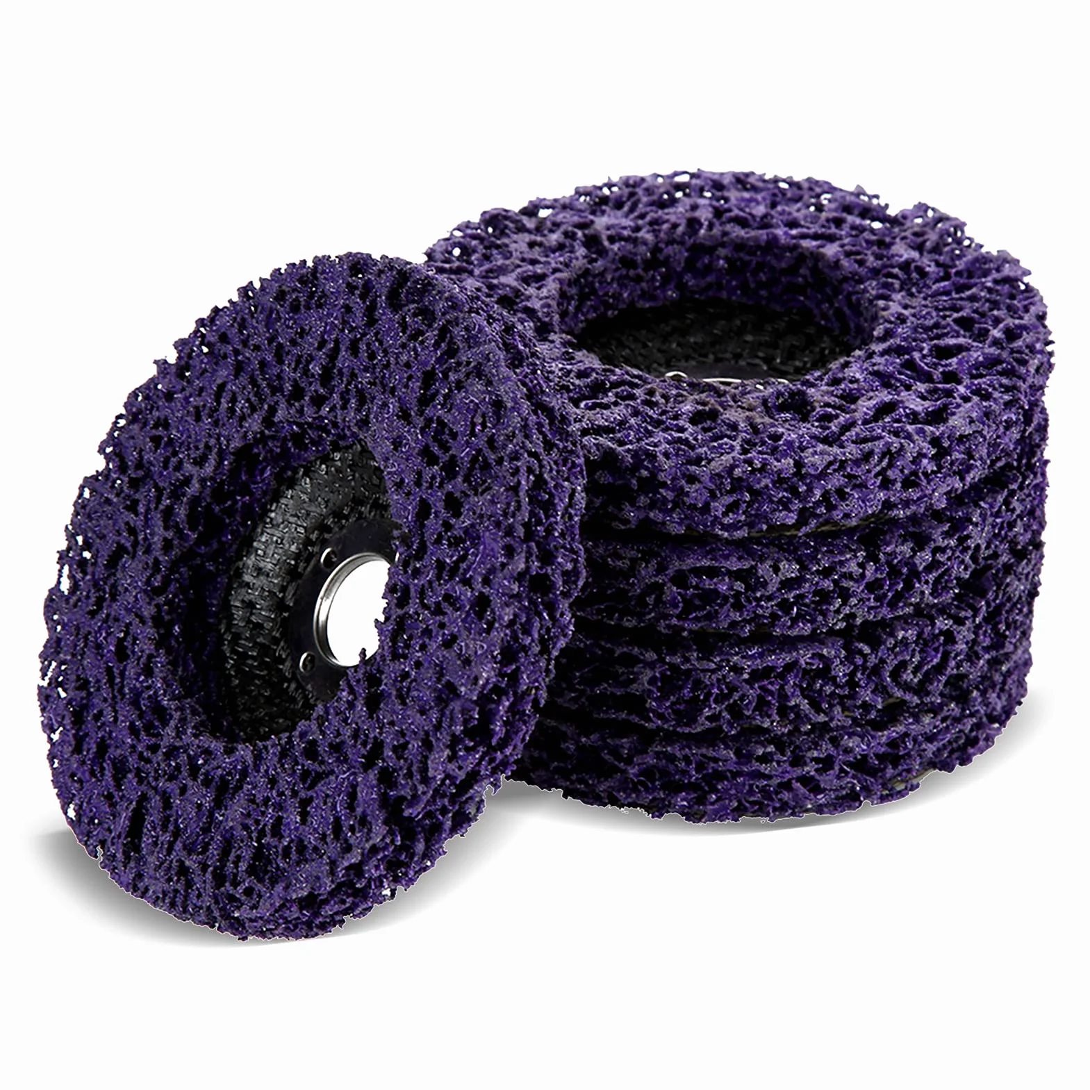 Zestaw 5 tarcz ściernych do szlifierki 100 mm 60# Poly Strip Disc narzędzie do czyszczenia do usuwania rdzy/malowania/łuszczenia fioletowo-złotej