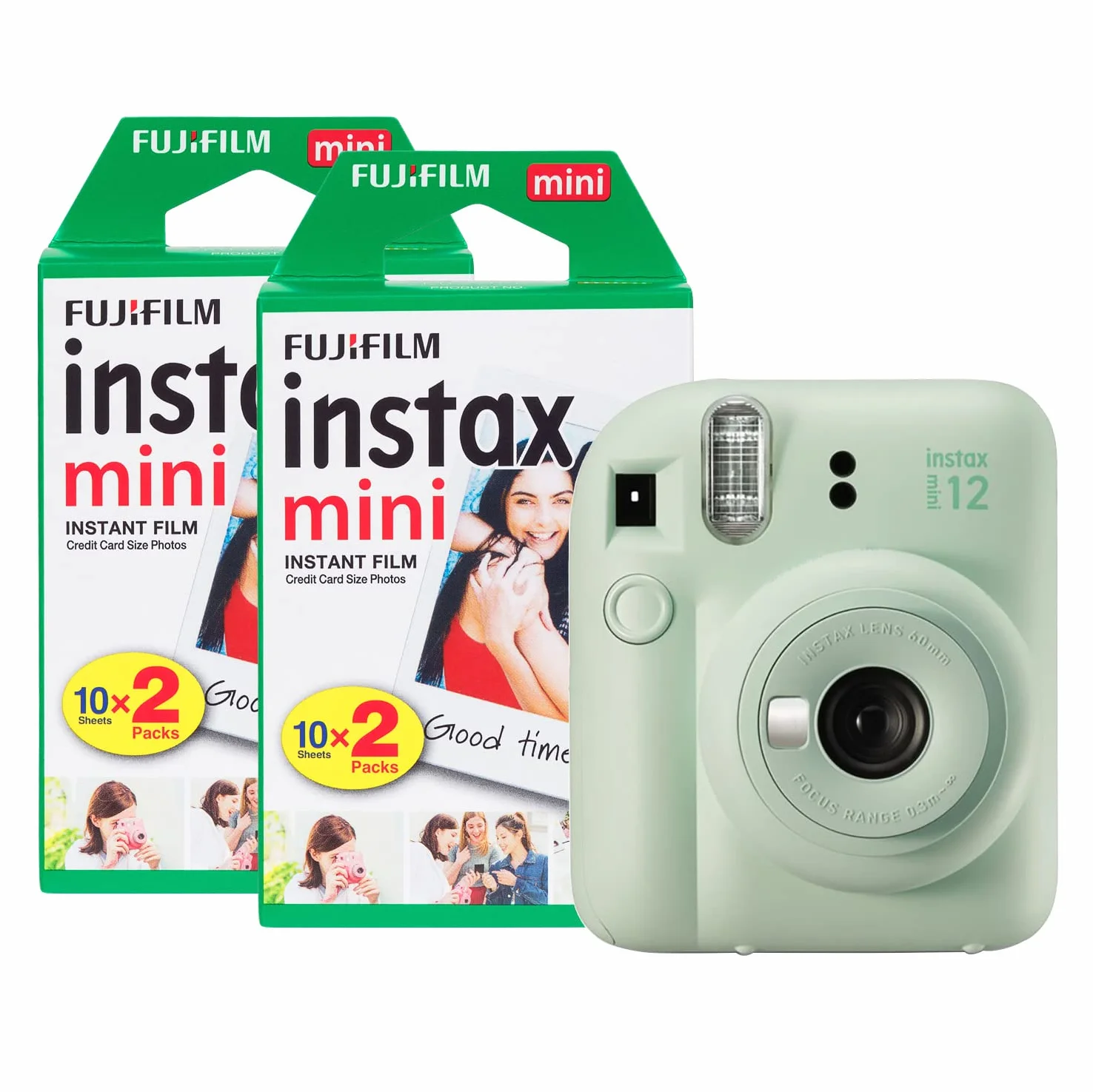 Fujifilm Instax Mini 12 Aparat natychmiastowy z 40 Shot Film Pack - miętowa zieleń