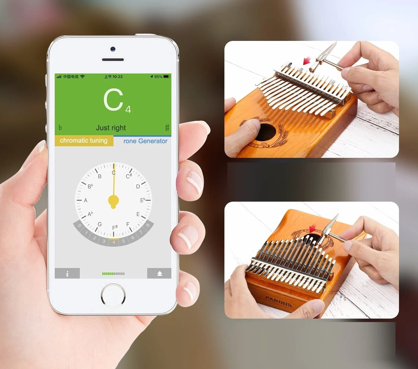 Kalimba afrykański instrument muzyczny zestaw 17 przycisków, drewno, idealny dla początkujących i dzieci, ręczne pianino, zestaw kalimba z akcesoriami wysoka jakość (niebieski)