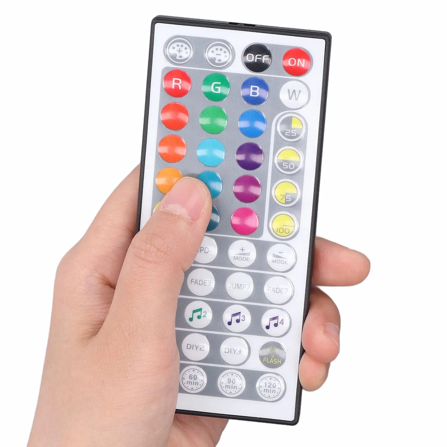 Pilot do Oświetlenia LED, Kontroler Oświetlenia Taśmy LED, 44 Klawisze 3-przyciskowy Pilot LED RGB z Podwójnym Trybem DC 5V do 24 V, Wymiana Kontrolera RGB z funkcją Pomiaru
