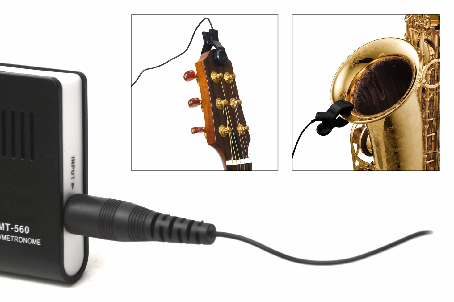 (AMT-560) Agregator + metronom + generator dźwięku. Multiinstrument elektroniczny z 4 opcjami tuningu: z zaciskiem (dowolny instrument), poprzez bezpośrednie połączenie (instrumenty
