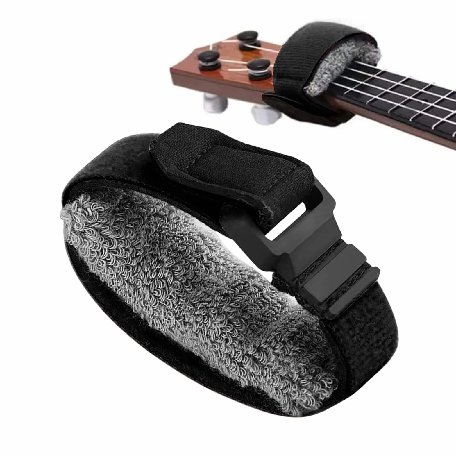 Fret Wrap – regulowany sznur strunowy, parownik do deski na palec, narzędzie do wyciszania, szybkie , akcesoria do instrumentów muzycznych, mały rozmiar, czarny do gitary basowej
