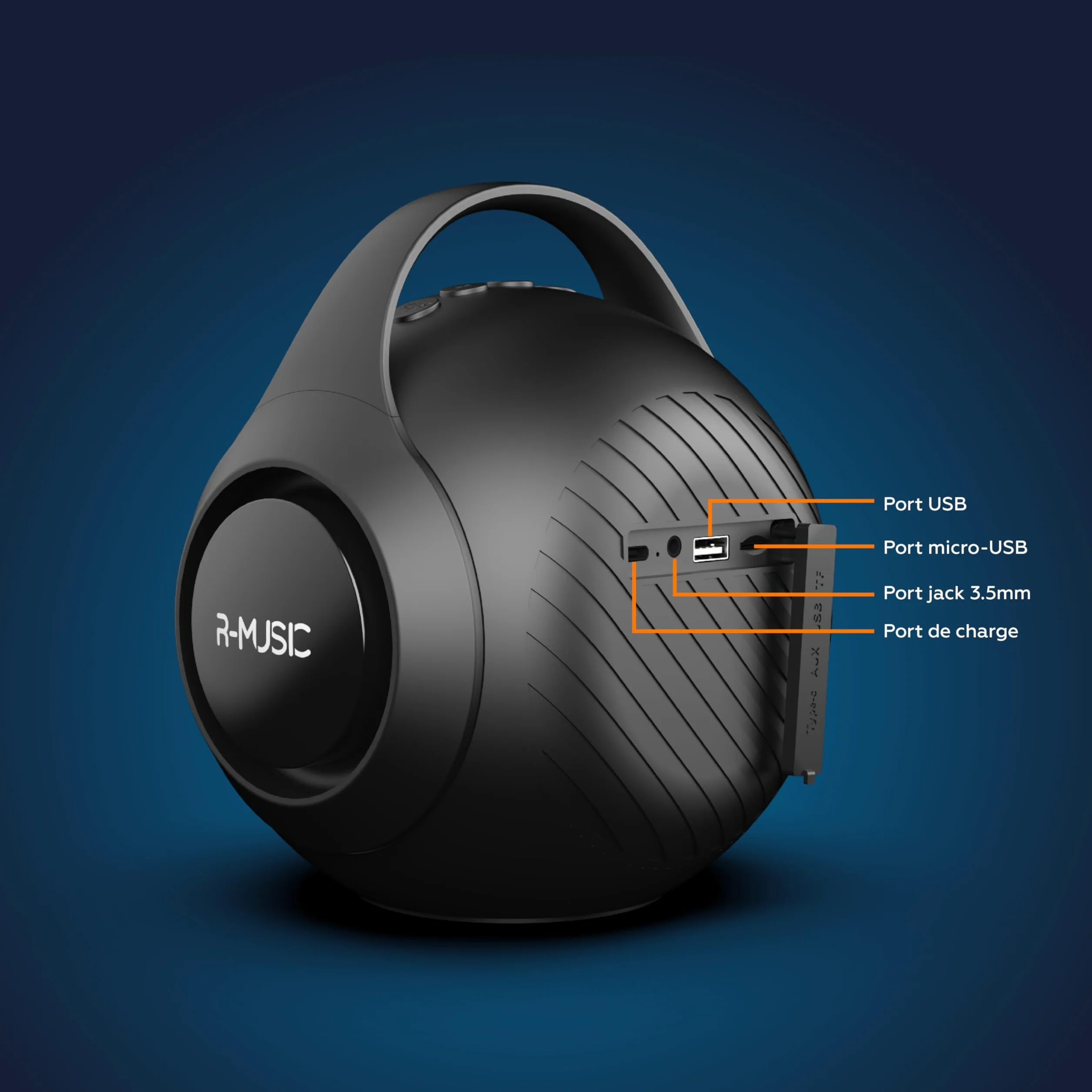 R-MUSIC DUOLED - Bezprzewodowy głośnik RGB z 2 mikrofonami do karaoke - porty AUX/Micro SD/USB, 11 zestawów świateł, 2 mikrofony w zestawie, uchwyt do smartfona, zniekształcenie głosu