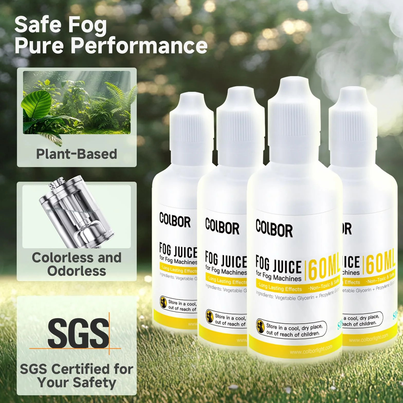 COLBOR Płyn do maszyn dymnych 4×60 ml Gęsta mgła gliceryna roślinna CF3/CF5