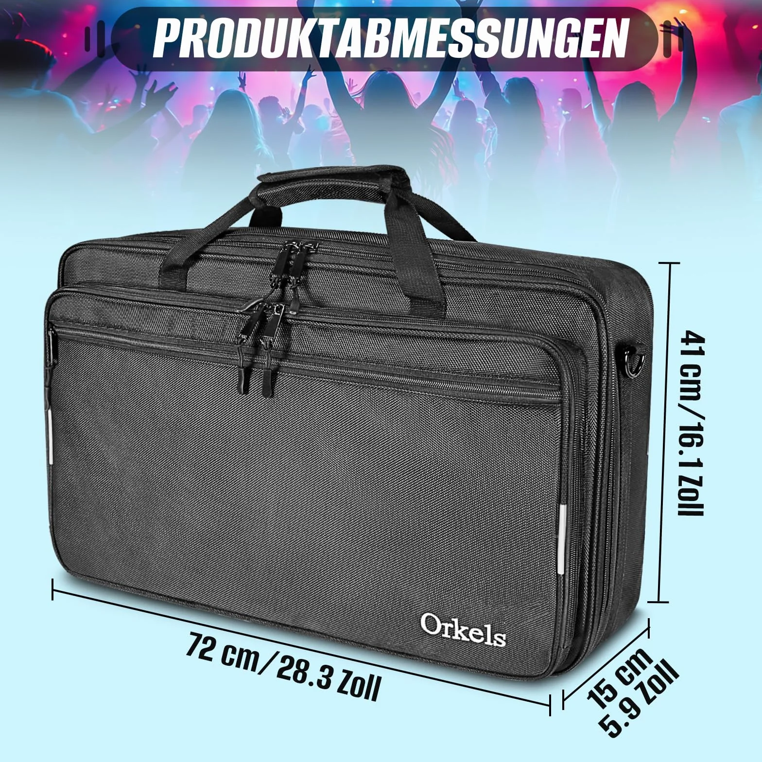 SUNDOY Torba DJ kompatybilna z kontrolerem Pioneer – odporna na uderzenia walizka transportowa z paskiem na ramię i przegródkami na akcesoria, czarny, 72x41x15-CM, Wodoszczelna tkanina