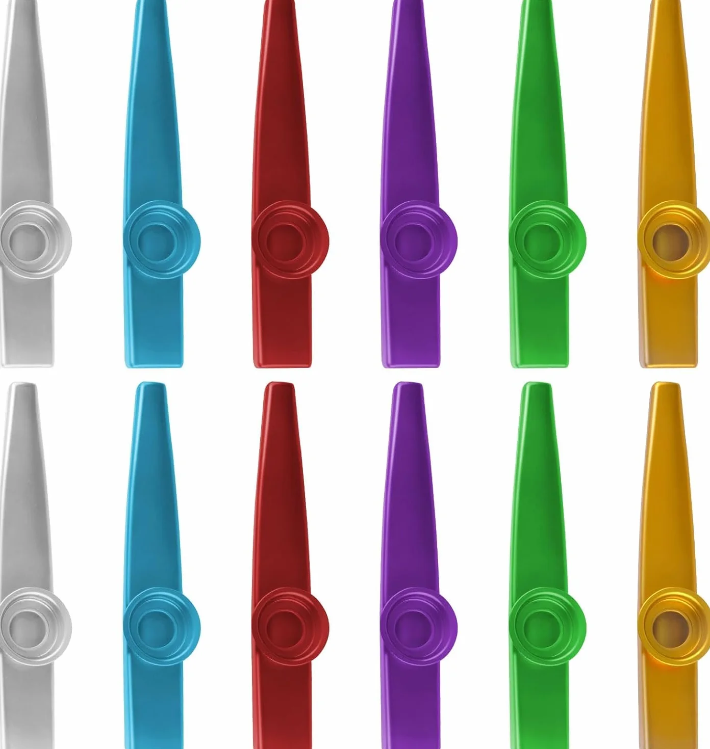 Kazoo Kazoo zestaw instrumentów muzycznych Kazoo z metalu, 14 instrumentów muzycznych Kasu ze stopu aluminium, metal Kazoo, w 7 kolorach, na prezent na imprezę, flet do nosa dla dzieci, miłośników