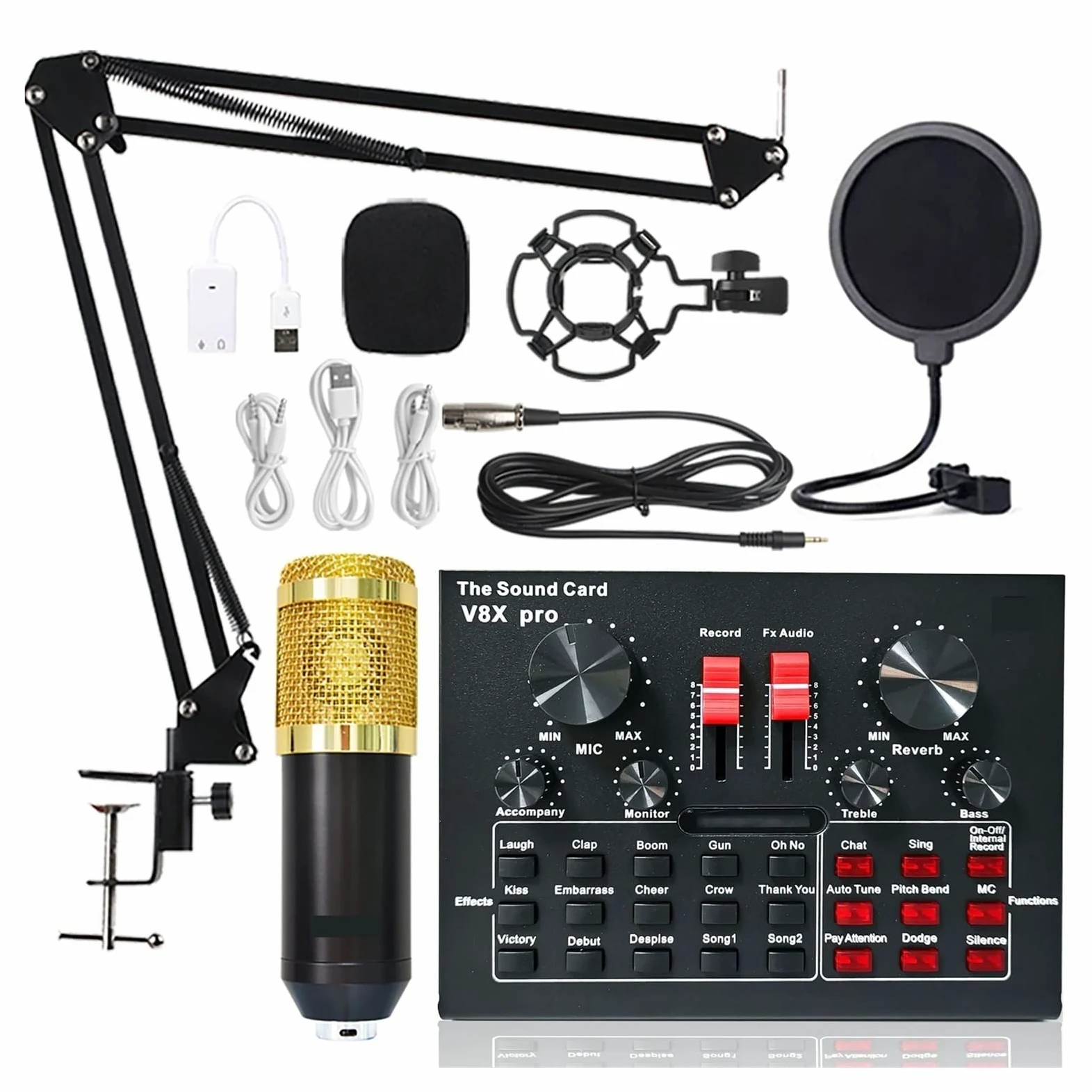 USB 5.0 Karta dźwiękowa audio USB Zewnętrzny zestaw słuchawkowy mikrofon internetowy transmisja transmisja adapter muzyka gier dla muzyki PC Komputer telefoniczny(BM900V8 LARGE)