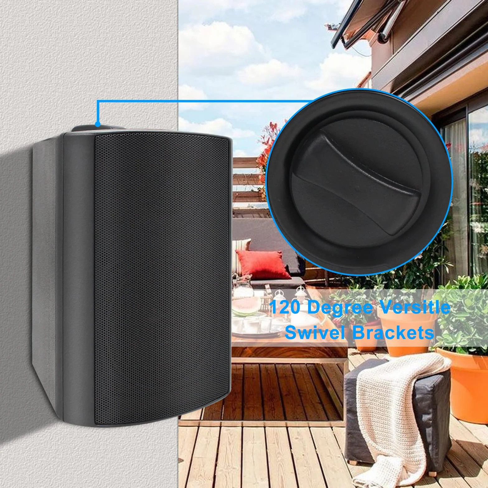 Herdio Głośnik zewnętrzny 800 W, 6,5 cala, wodoszczelny, montaż na ścianie, na patio, stereo, do użytku wewnątrz i na zewnątrz, z mocnym basem, nadaje się na każdą pogodę (4 czarne)