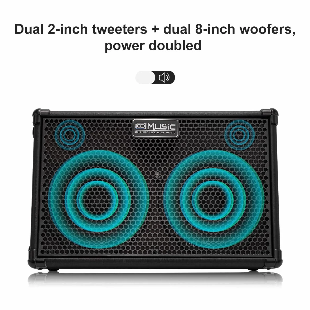 Coolmusic BP60D 60W x 2 głośnik zasilany baterią wzmacniacz gitarowy Bluetooth z efektem opóźnienia chóru pogłosu, 7 wejść