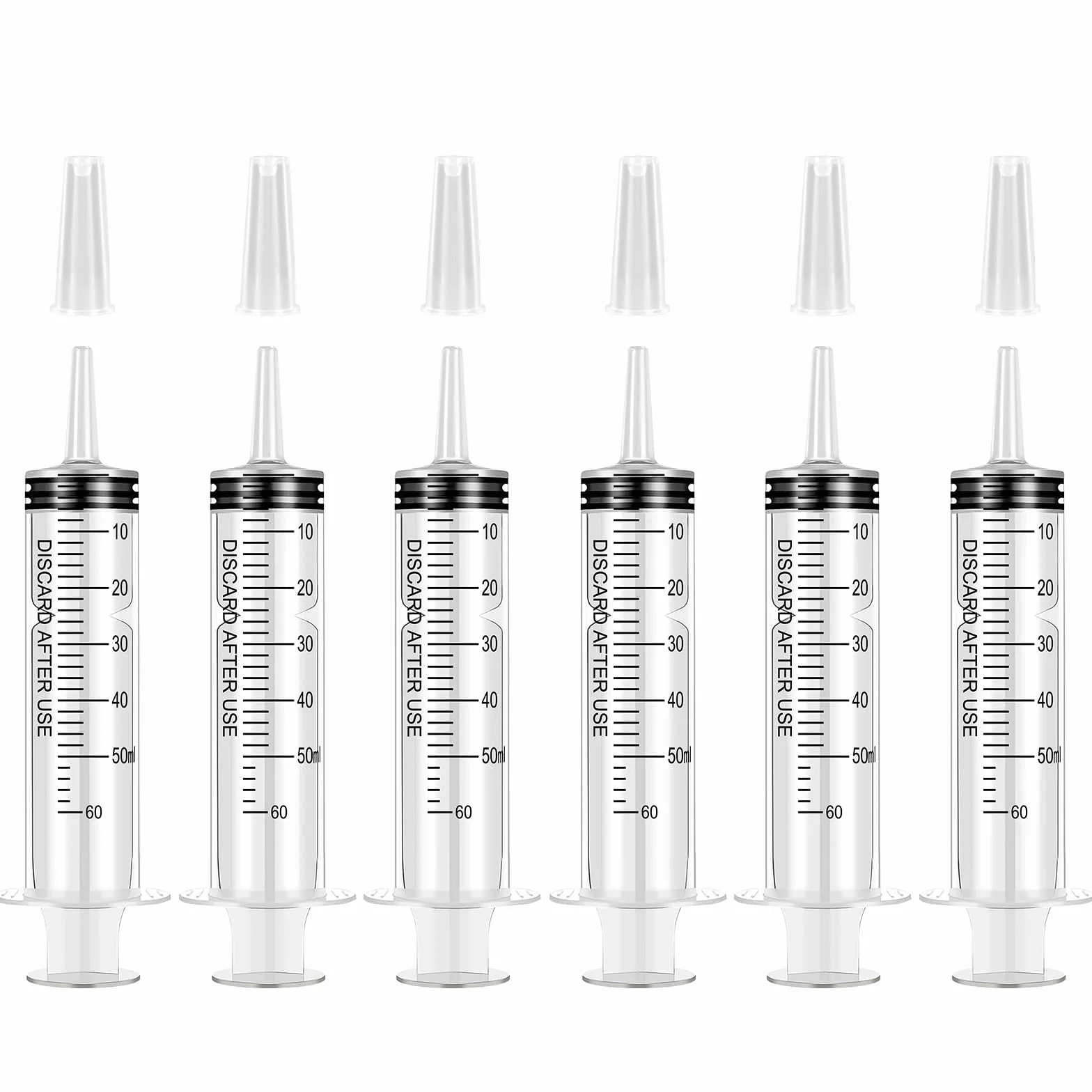 6 strzykawek 60 ml, duże strzykawki do laboratoriów naukowych bez igły do napełniania i pomiaru oleju aplikator cieczy do karmienia zwierząt laboratoriów naukowych