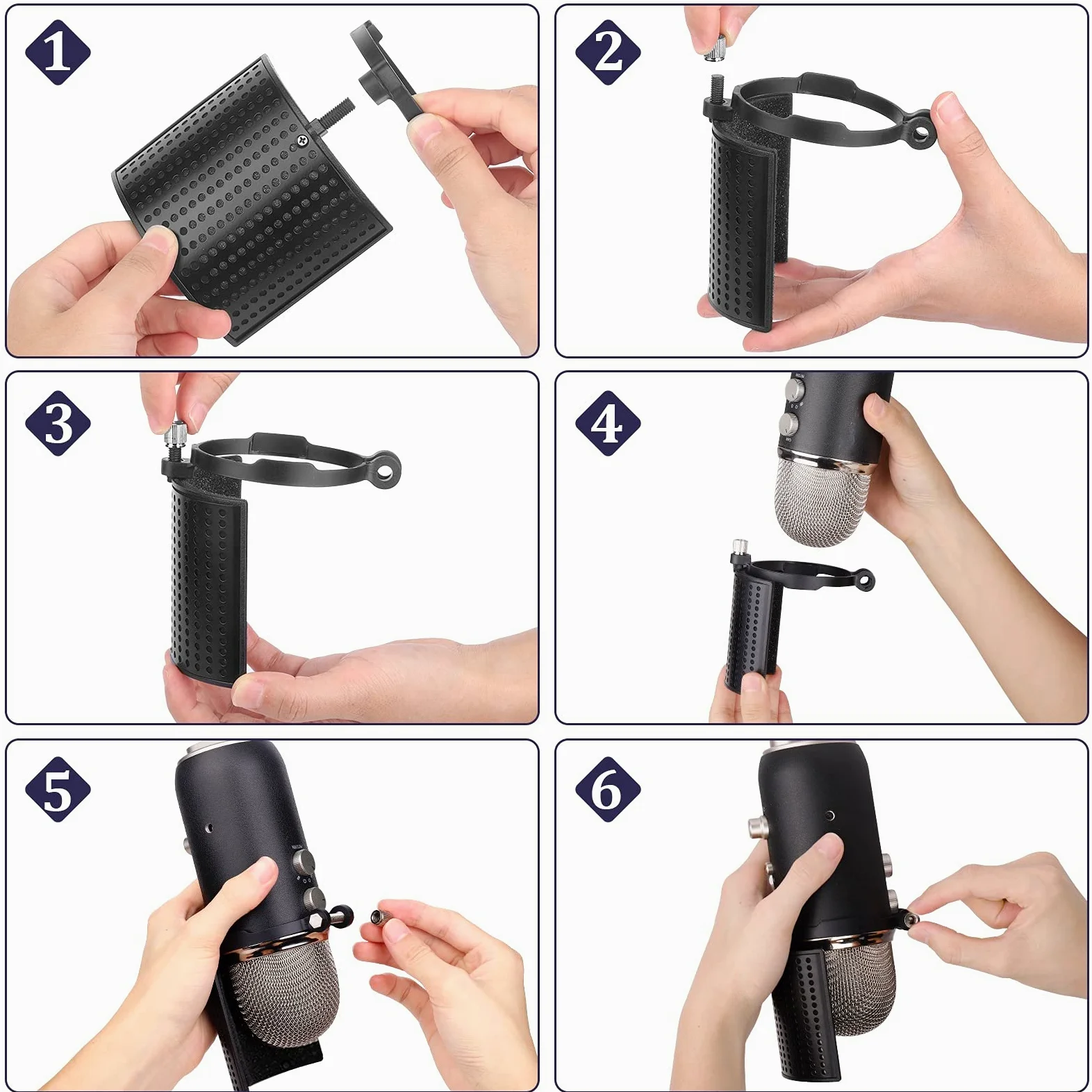 Microphone Pop Filter Shield Filter Screen Metal Mesh Three Layer Microphone Windscreen Cover for Microphones