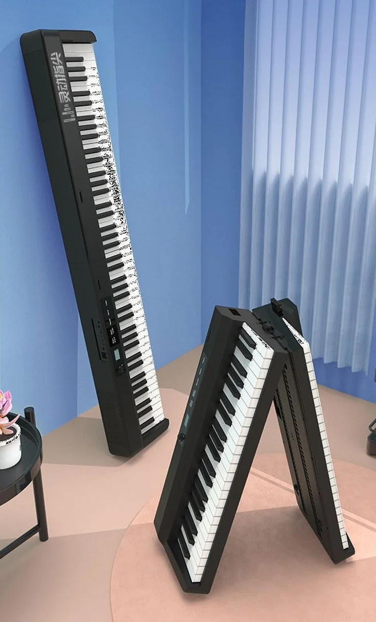 88 Keyboard, klawiatura akumulatorowa z Bluetooth MIDI, składane pianino cyfrowe, przenośne, pełnowymiarowe, dotykowe, elektryczne pianino, wbudowane dwa głośniki, dla początkujących i profesjonalistó