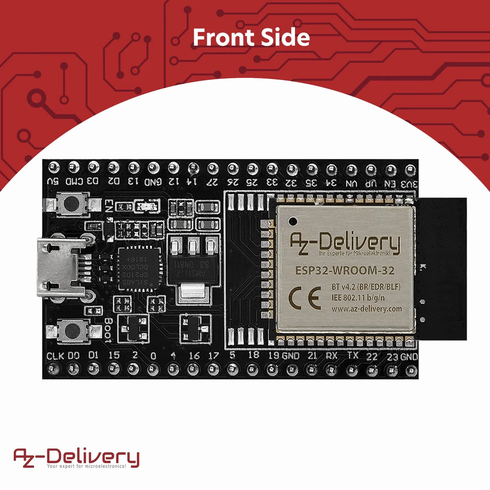 AZDelivery 3 x ESP32 Dev Kit C V4 NodeMCU WLAN WiFi Development Board kompatybilny z Arduino w tym e-Book! (Następca modułu ESP32 Dev Kit C)