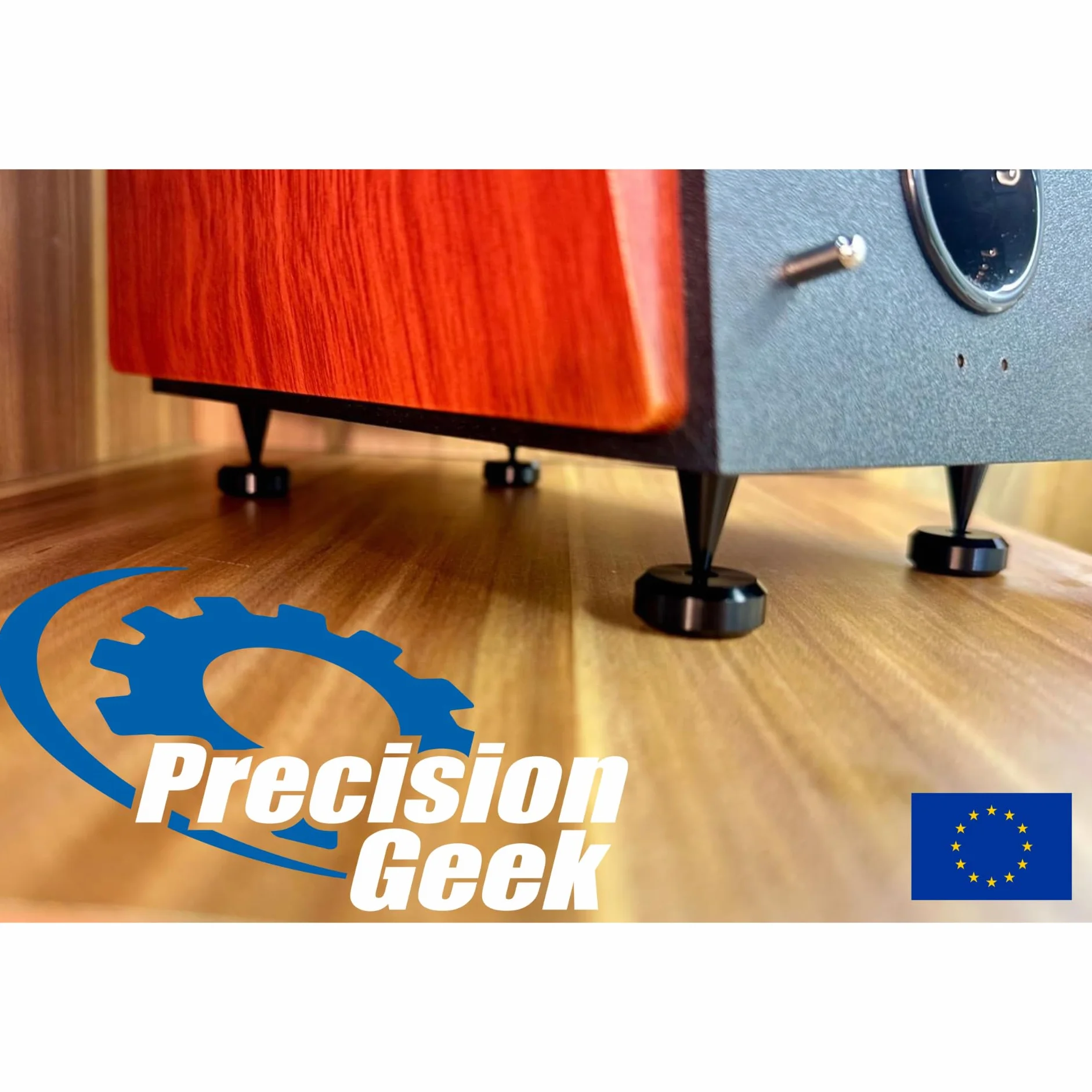 PrecisionGeek - Kolce Głośnikowe M8 x 10mm L-20mm, Aluminium Czarne (4 sztuki)