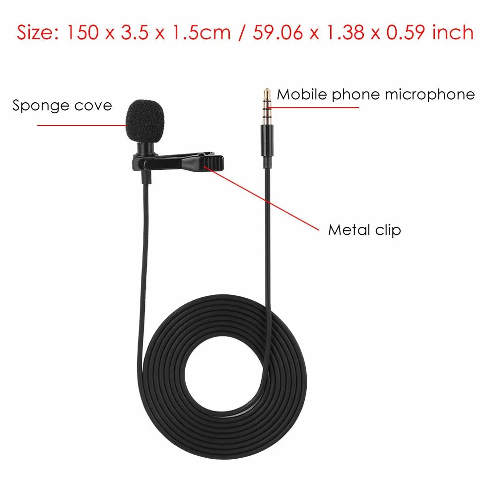 Bez użycia rąk Clip-on Mic Lapel Mic 3,5 mm Wielokierunkowy kondensator Lavalier Mic do aparatu DSLR Android Sangsung PC Laoptop Recorder