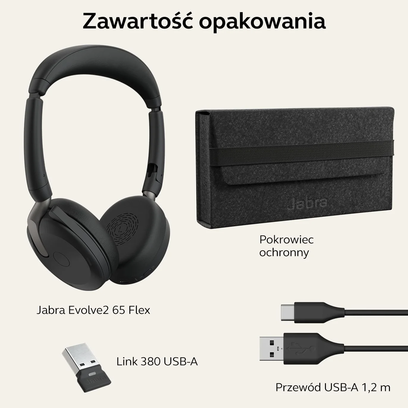 Jabra Evolve2 65 Flex zestaw słuchawkowy stereo z Bluetooth, bezprzewodowa podkładka ładująca, technologia Jabra ClearVoice z redukcją szumów i hybrydowa ANC, współpracuje ze wszystkimi wiodącymi