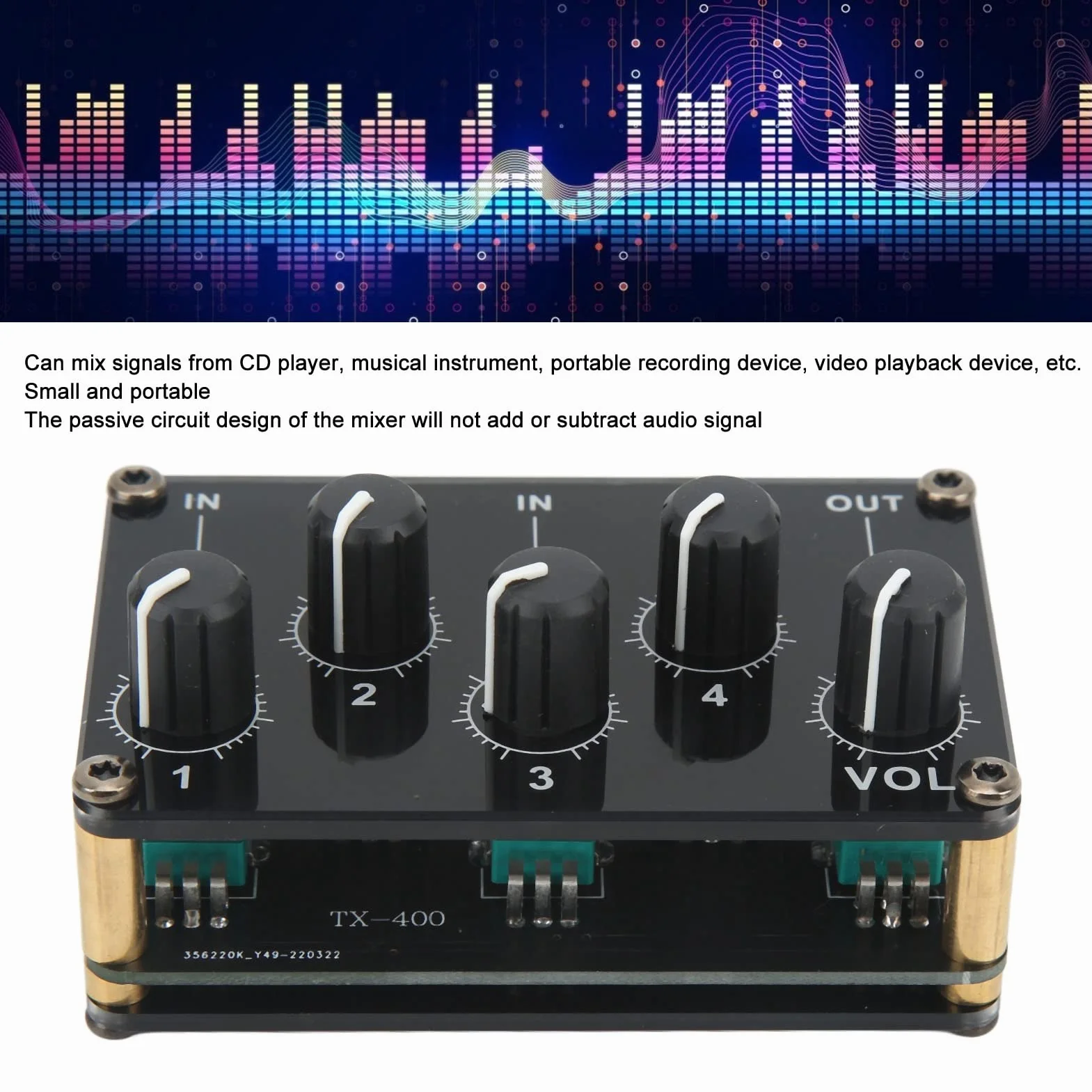 Mikser Audio, Mikser Audio 4 Wejście 1 Wyjście Mini Konsola Karty Dźwiękowej Przenośny Pasywny Mikser Audio Stereo
