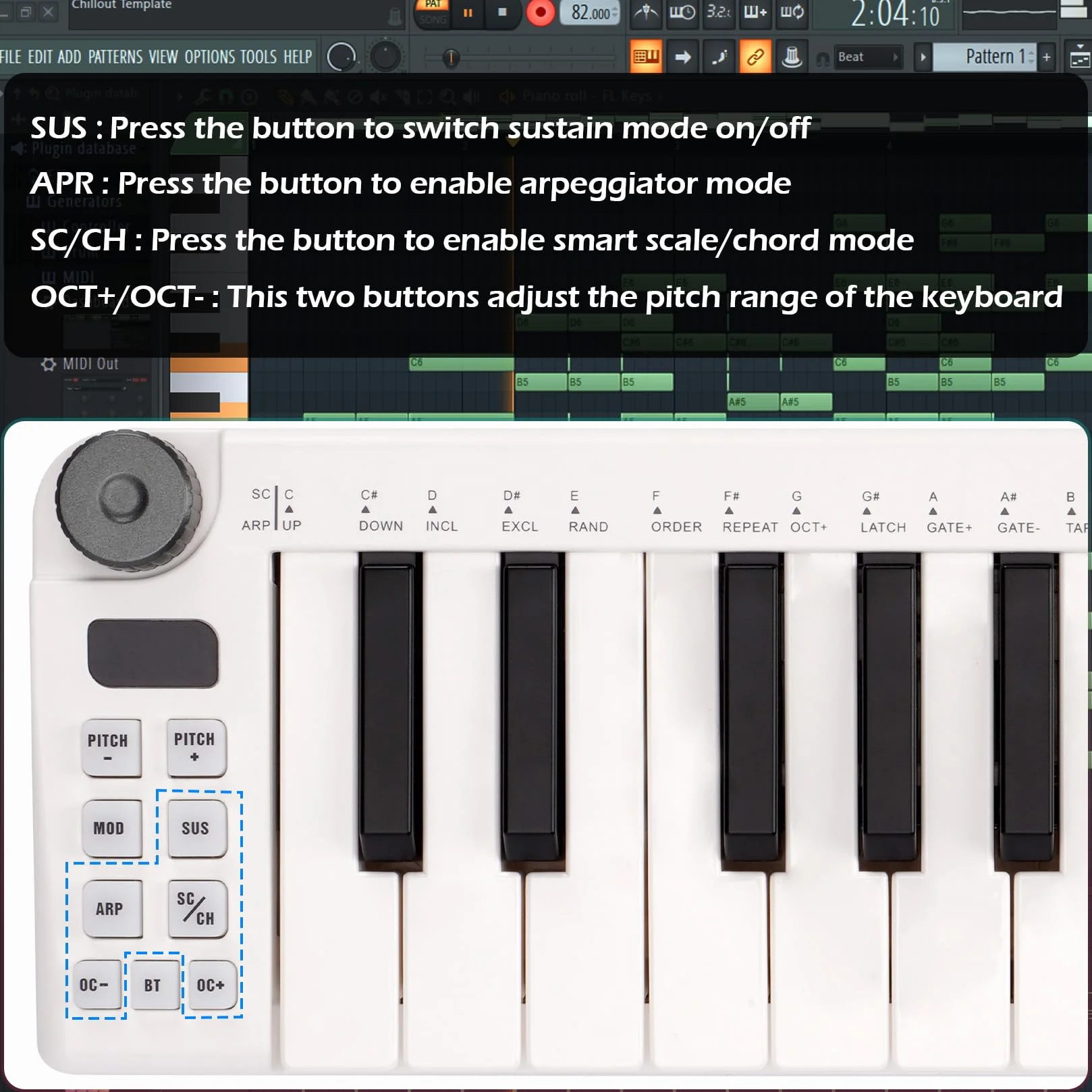 M-VAVE 25-klawiszowa mini klawiatura, klawiatura MIDI, profesjonalny Beat Maker i Keytar do produkcji muzycznej, wbudowana bateria, bezprzewodowe połączenie, Biały, mini bez