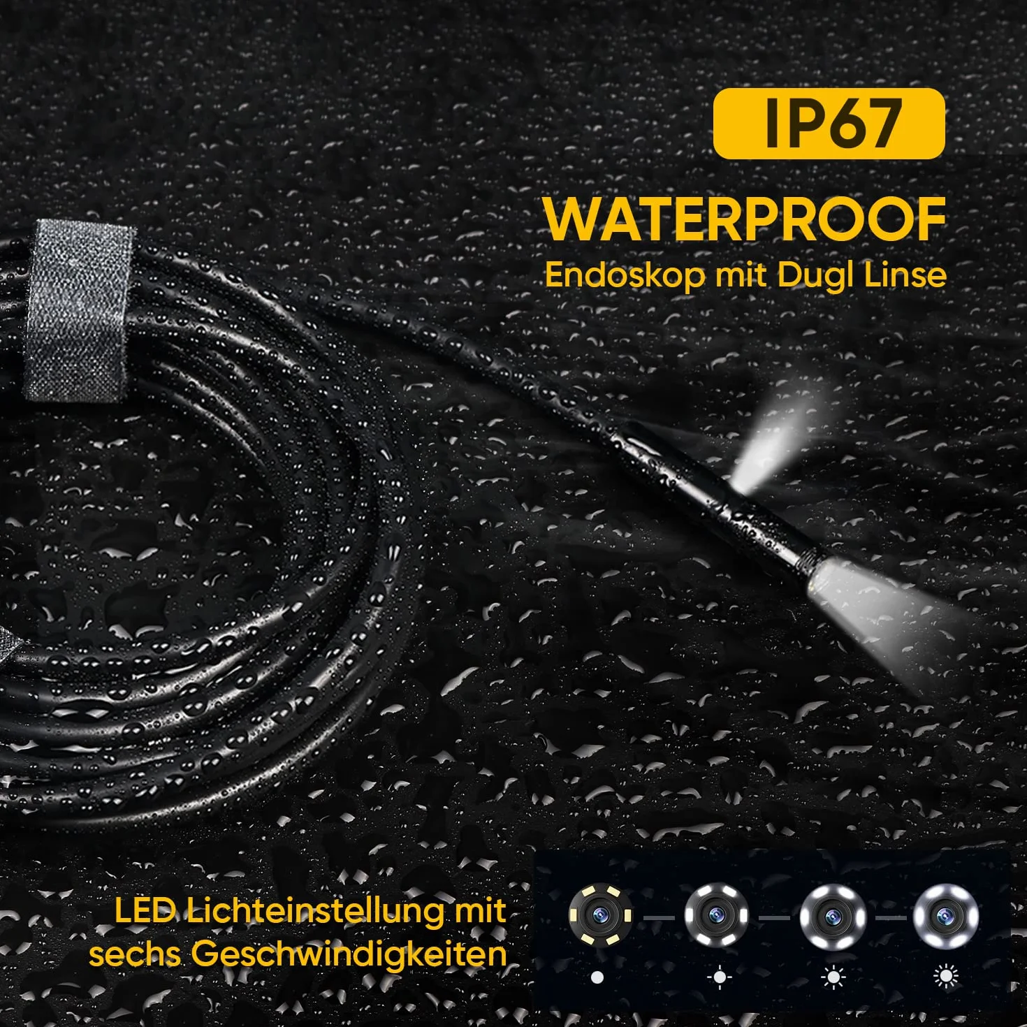 GLOSOLE podwójna kamera endoskopowa ze światłem, ekran IPS 1080p HD, kamera inspekcyjna przemysłowa, kamera endoskopowa, klasa wodoszczelności IP67, z kartą TF 32 G i torbą do przenoszenia