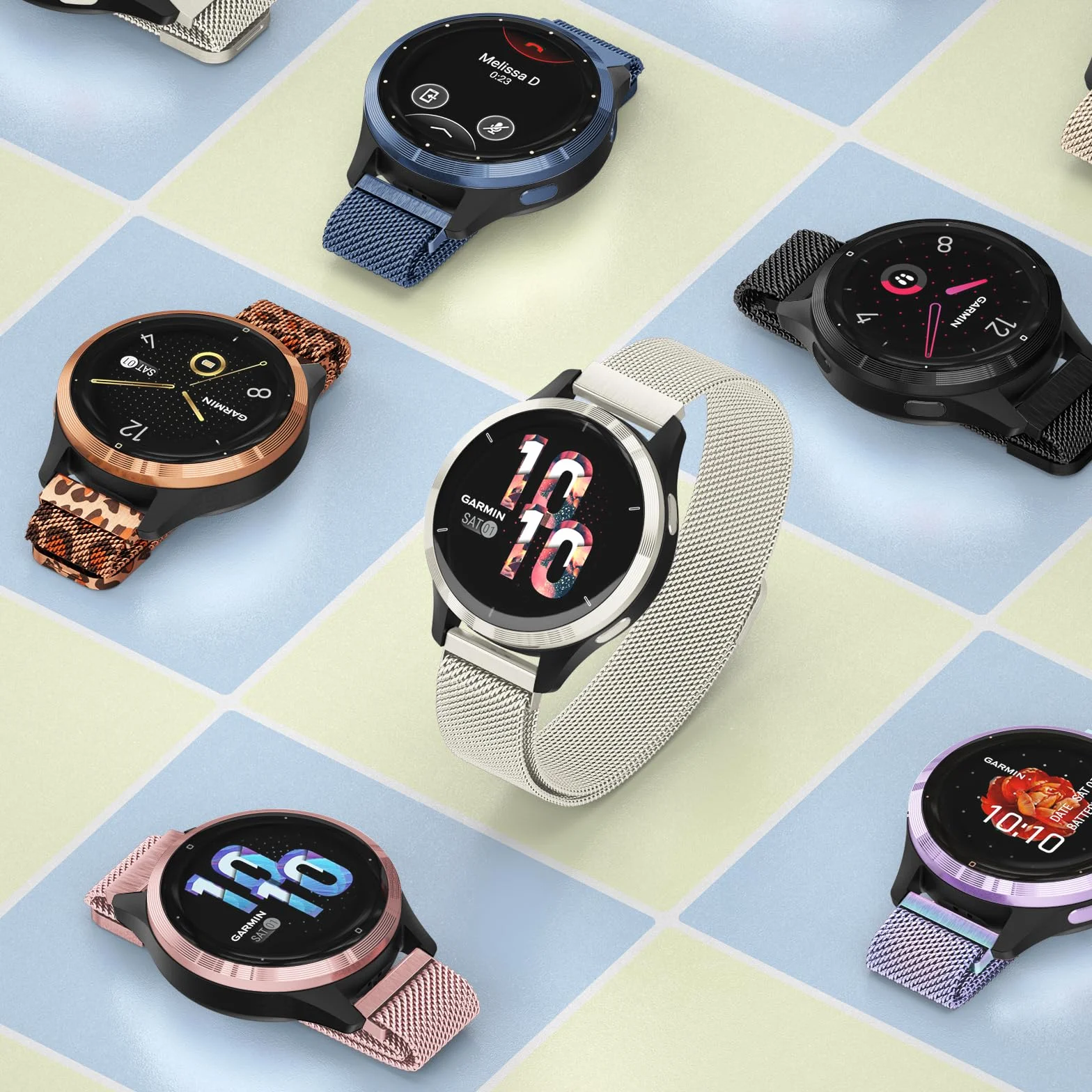 Amzpas Bransoletka do zegarka Garmin Vivoactive 4S/Venu 3S/Venu 2S / Vivomove 3S, dla kobiet i mężczyzn, 18 mm, stal nierdzewna, metalowa bransoletka zamienna do Garmin Forerunner 255S/265S
