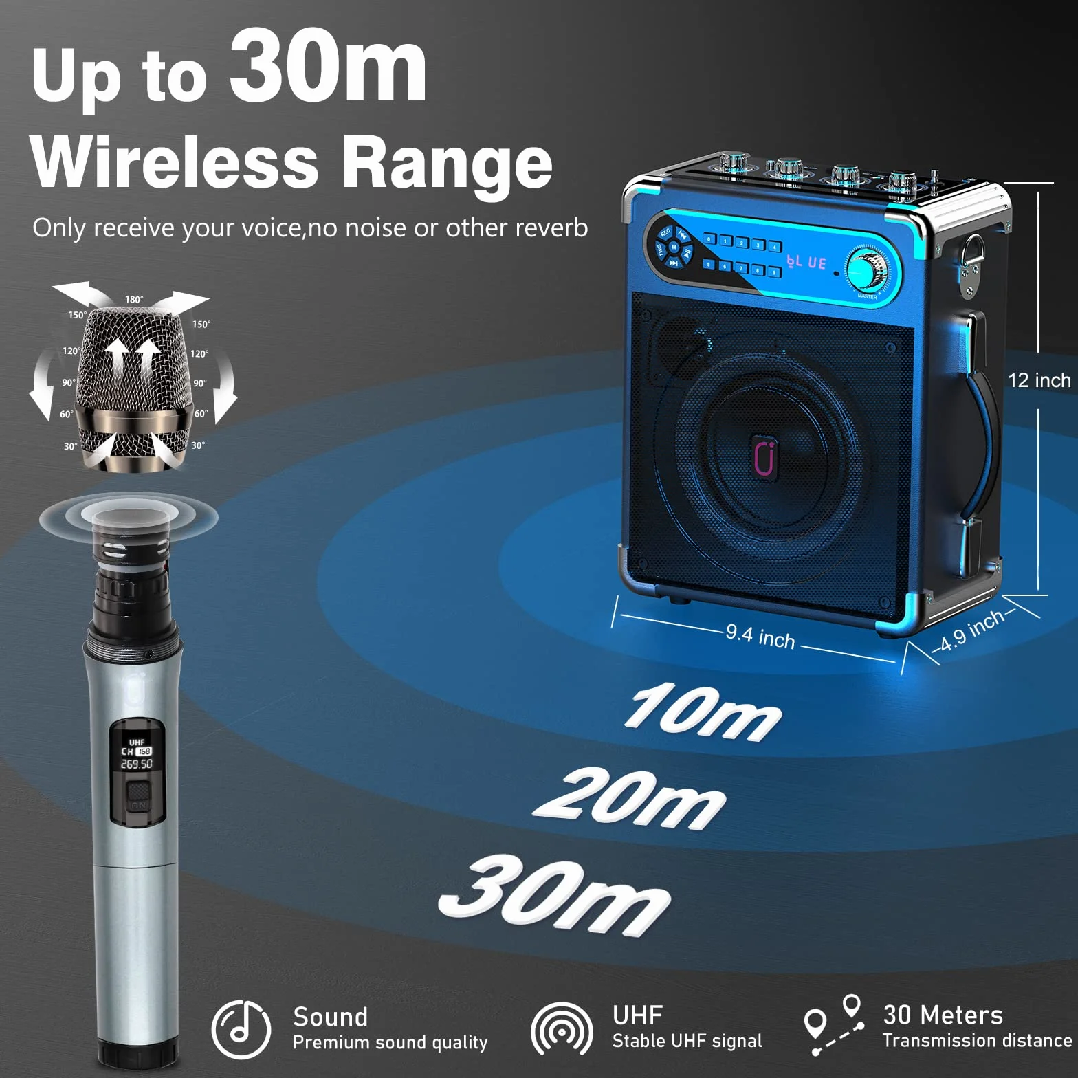 JYX Karaoke Machine z 3 mikrofonami bezprzewodowymi UHF dla dorosłych, głośnik Bluetooth, profesjonalny przenośny system karaoke PA, głośniki karaoke z mikrofonem obsługujące TWS/USB/TF/AUX/FM