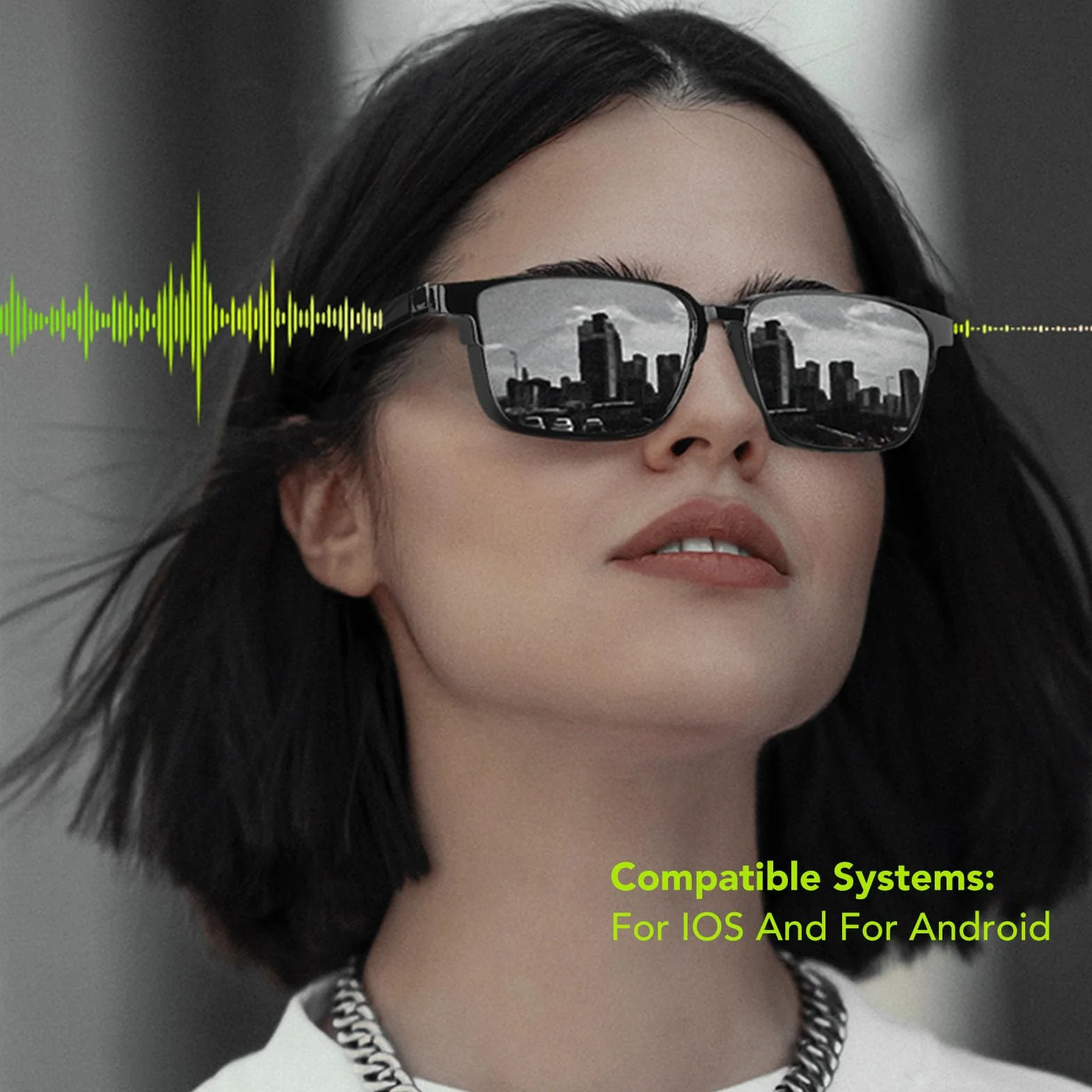 VBESTLIFE Inteligentne okulary, Bluetooth 5.3 Inteligentne okulary z otwartym uchem z wbudowanym mikrofonem, sterowanie głosem, wodoodporne IP5, podwójne głośniki, (z obiektywem wizyjnym