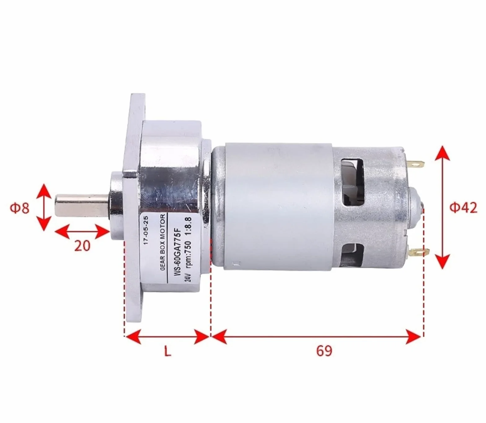Prąd przekładniowy 60 mały silnik przekładniowy 24 V DC, silnik 775 Micro-Low-Speed 25 W DC 12 V regulacja prędkości obrotowej silnika z wysokim momentem obrotowym Przekładnia elektryczna (kolor