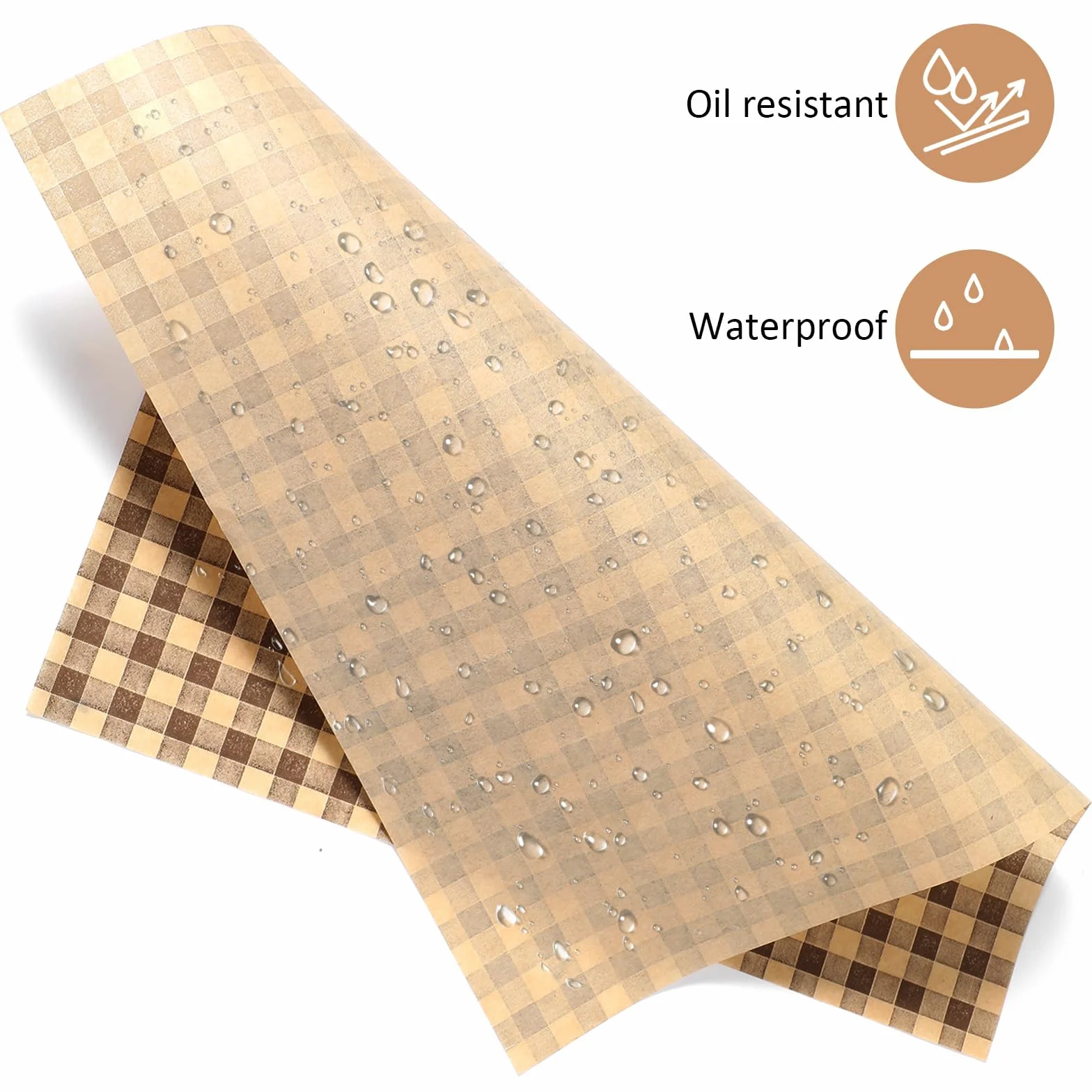 100 sztuk woskowanych arkuszy papieru delikatesowego, 18 cm x 18 cm kwadraty odporne na tłuszcz, w kratkę, do oklejania kanapek i burgerów, papier do pieczenia, arkuszy do pakowania delikatesów