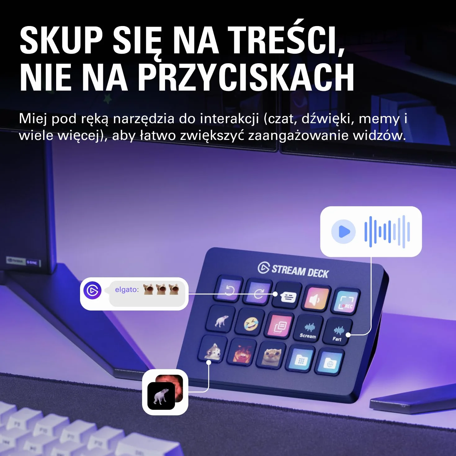 Elgato Stream Deck MK.2 – kontroler do studia, 15 klawiszy makro, wyzwalanie działań w aplikacjach i oprogramowaniu,takim jak OBS, Twitch ​i YouTube, działa z komputerami Mac i PC