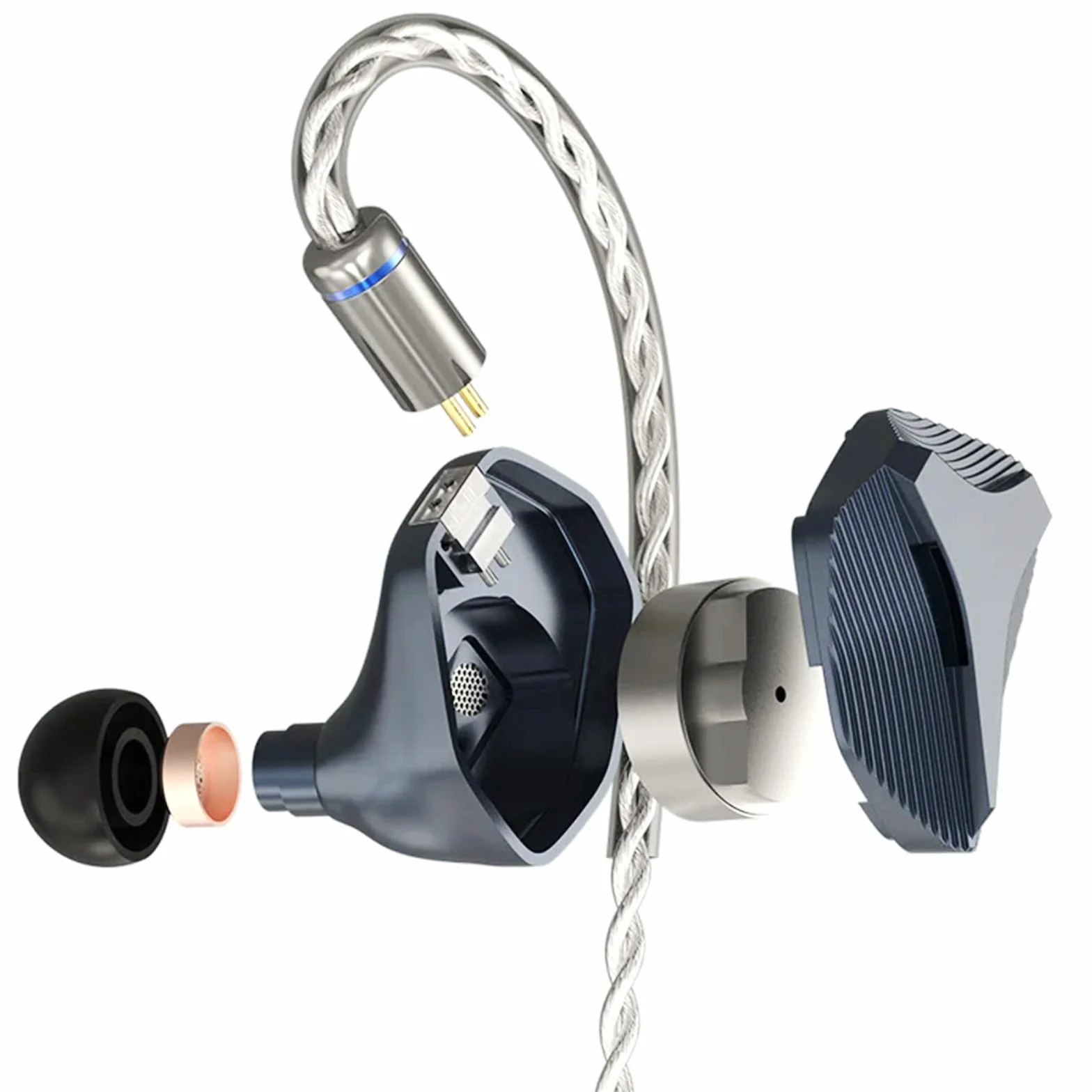 Linsoul Hidizs MP145 monitor douszny, płaski sterownik magnetyczny 14,5 mm, słuchawki HiFi, przewodowe słuchawki douszne do gier z odłączanym 2-pinowym kablem OFC dla muzyków audiofilów (niebieskie,