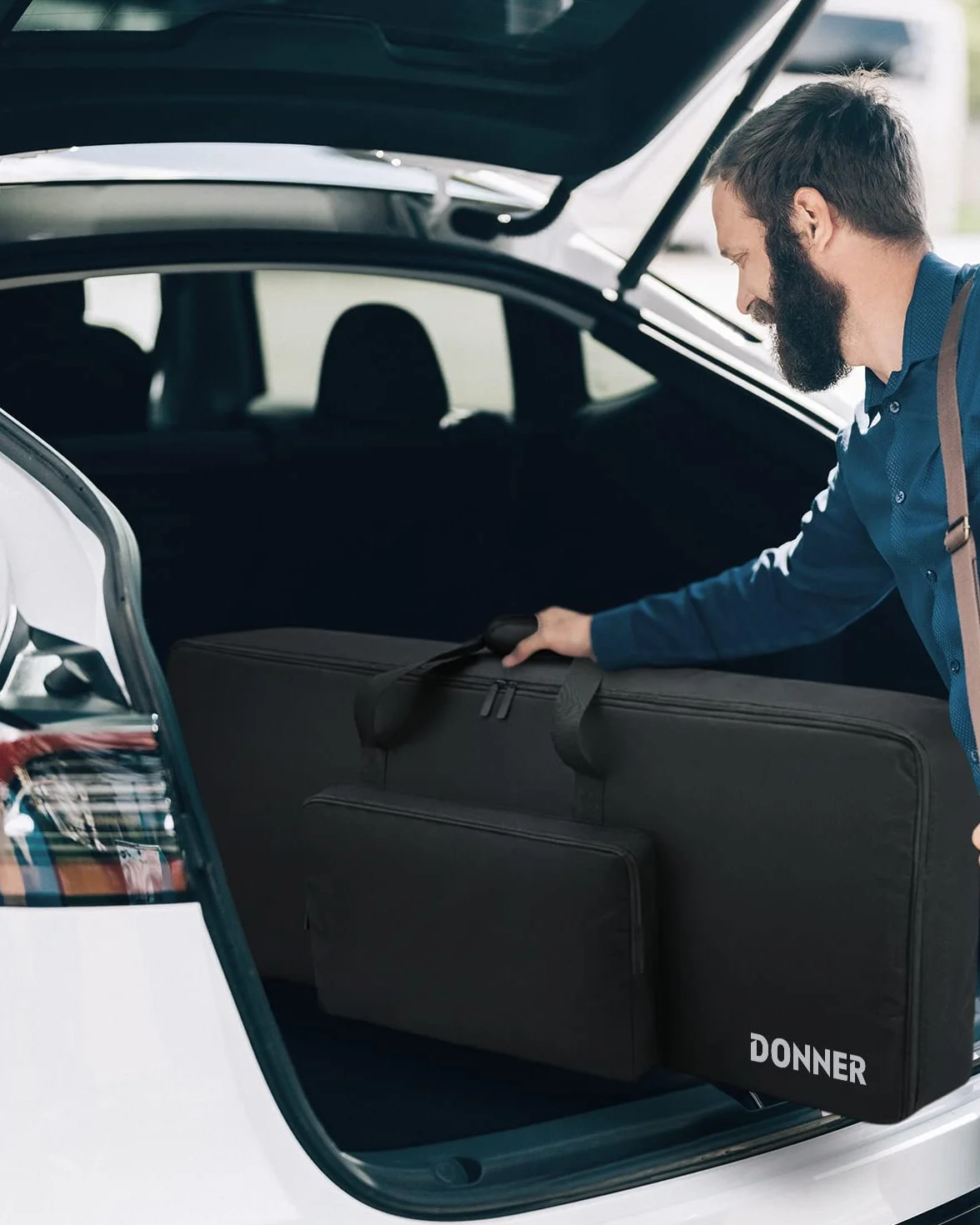 Donner Gig Bag z 61 klawiszami, solidna, 104 x 41 x 13 cm, 10 mm wyściełana obudowa fortepianu elektrycznego z uchwytem, nylon Oxford 600D, czarny