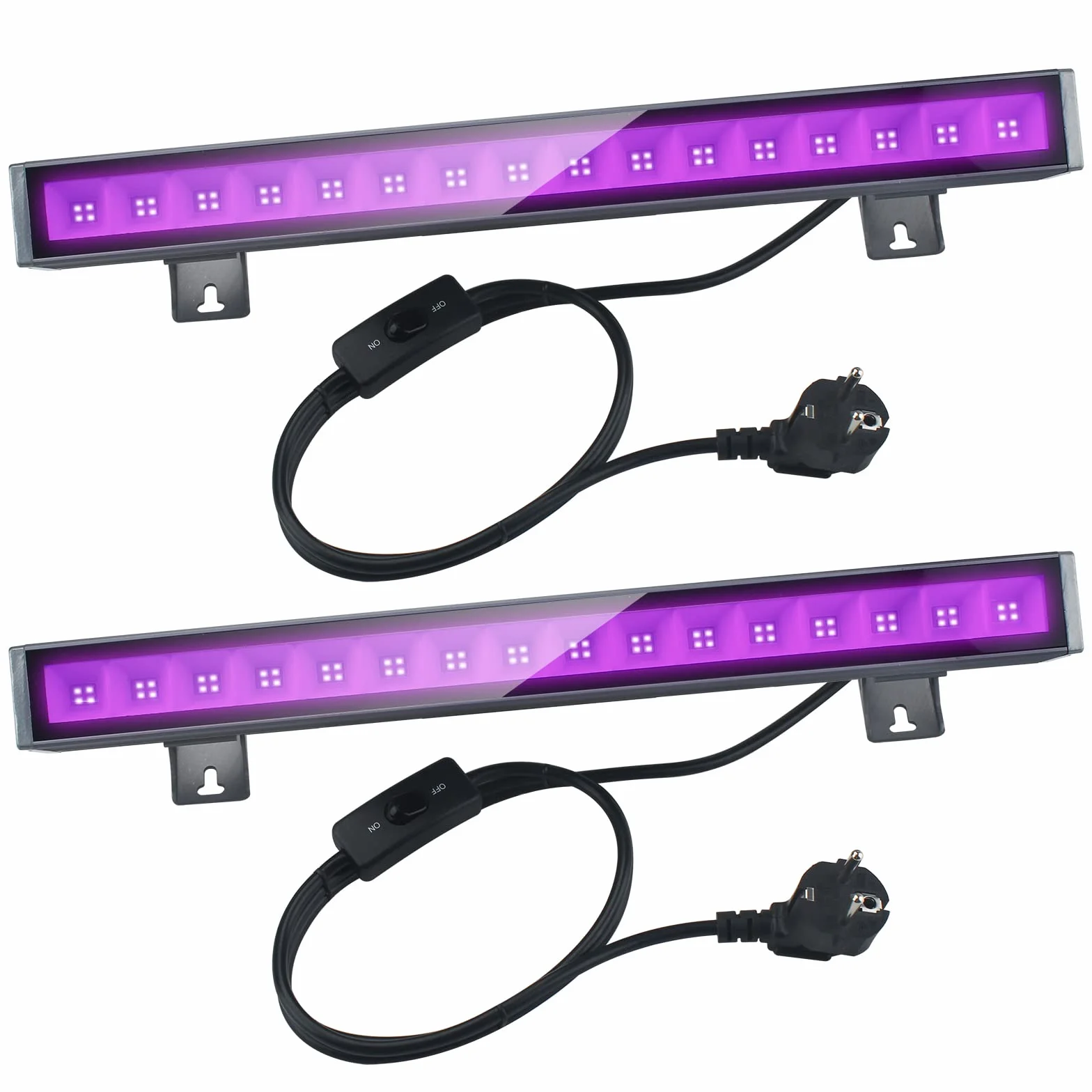 Lumiere Black UV, 2 sztuki 30W LED UV Tube, IP66 wodoodporna 64 diody LED fioletowa lampa barowa, 395-400nm zewnętrzna UV czarne światło na imprezę fluorescencyjną, imprezę neonową, farba