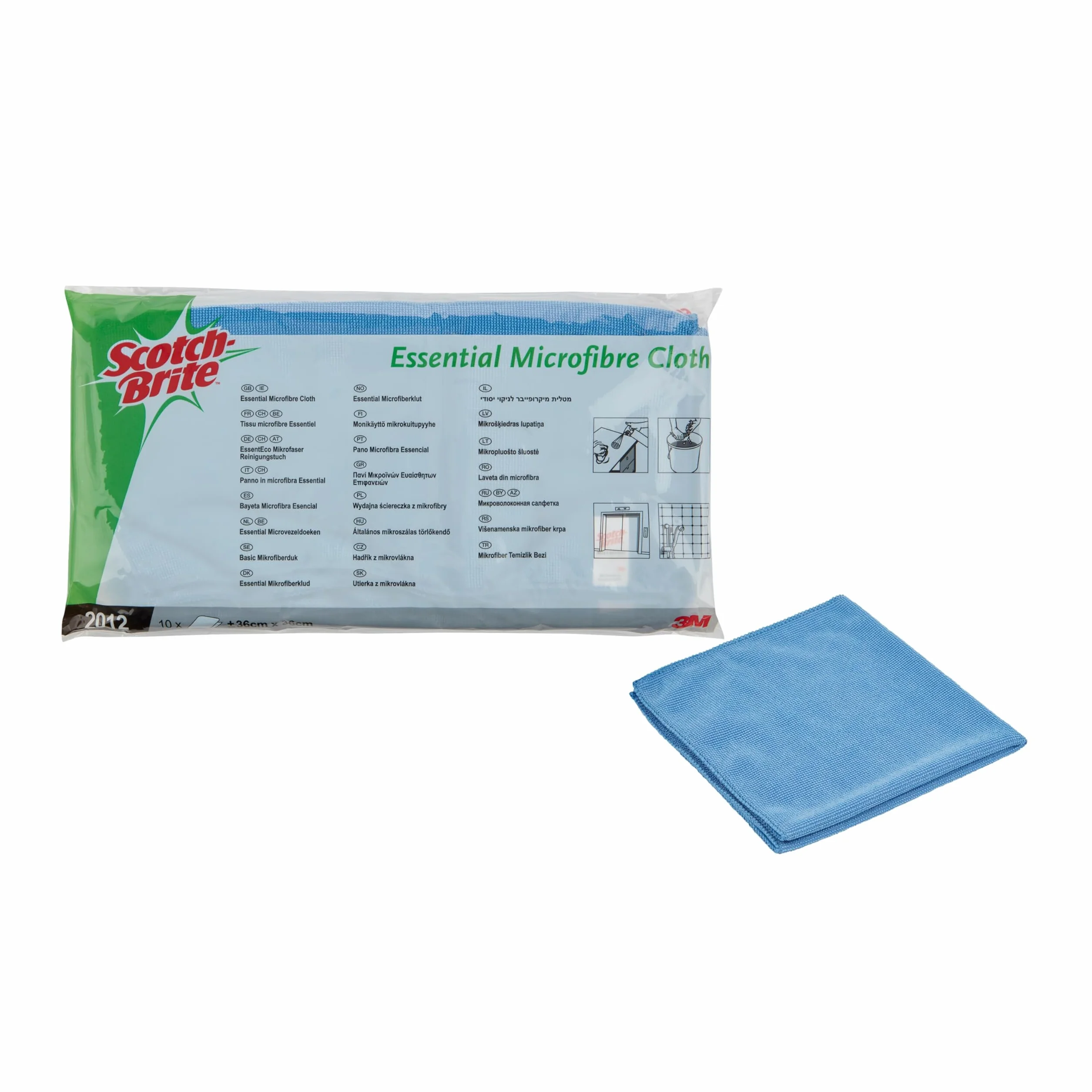 3M Scotch-Brite 421749 Ściereczka z mikrofibry Scotch-Brite Essent Eco 2012, 360 mm x 360 mm, niebieska (10 sztuk)