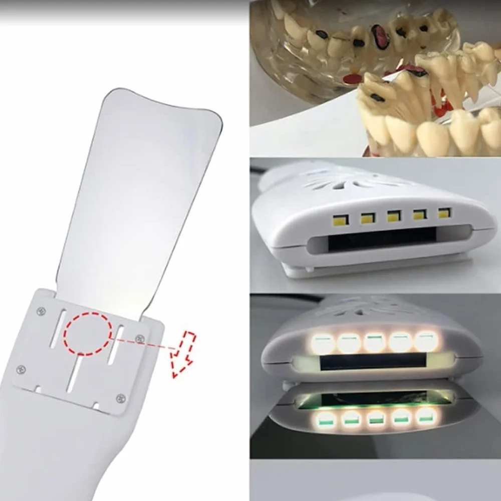 Lustra do fotografii dentystycznej, przeciwmgielne lusterka wewnątrzustne z uchwytem LED, dwustronny reflektor Ortodoncja Lustro Zestawy do pielęgnacji zębów