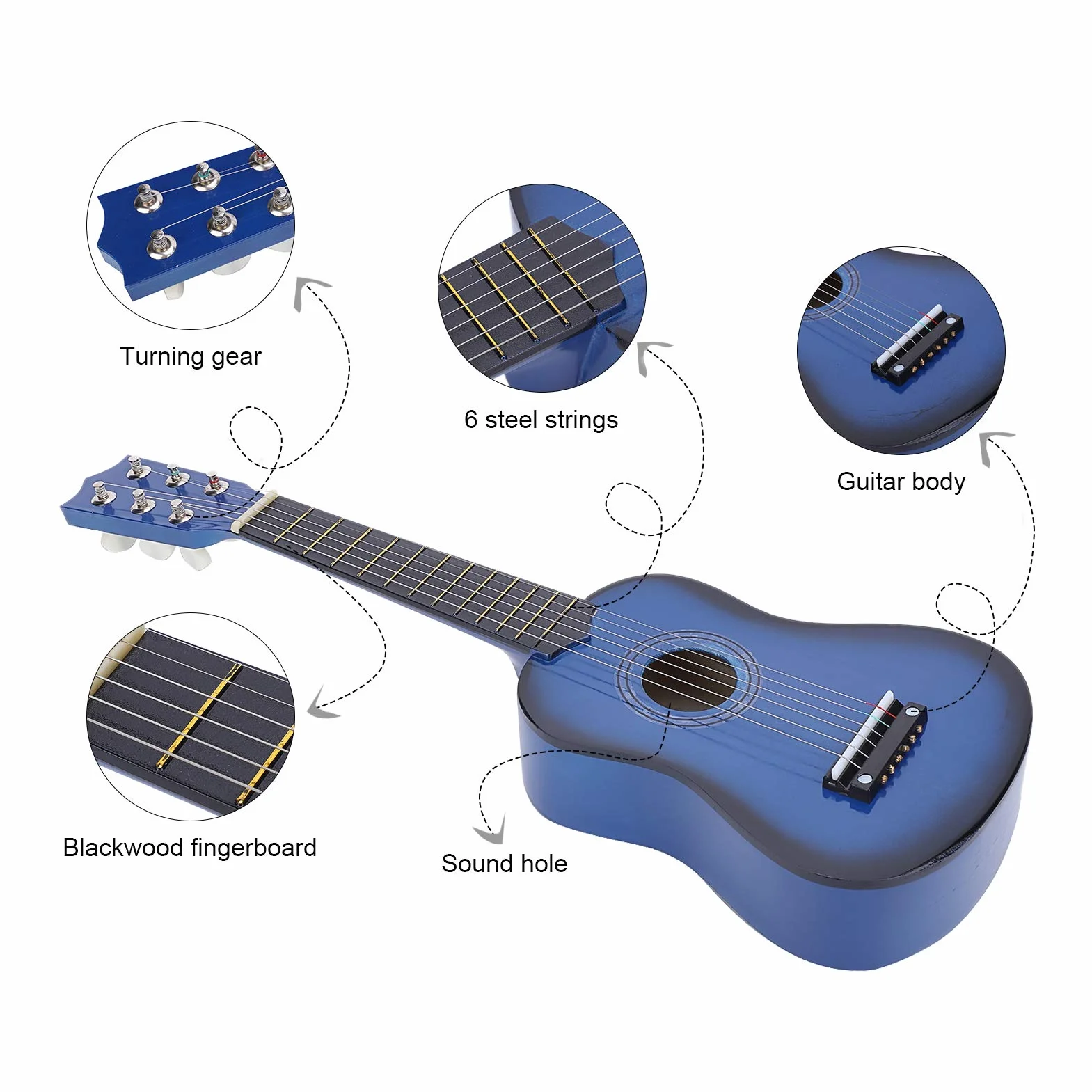 Ejoyous Ukulele 21 cali dla początkujących dzieci gitara koncertowa 6-strunowa, gitara klasyczna dla dzieci i dorosłych początkujących