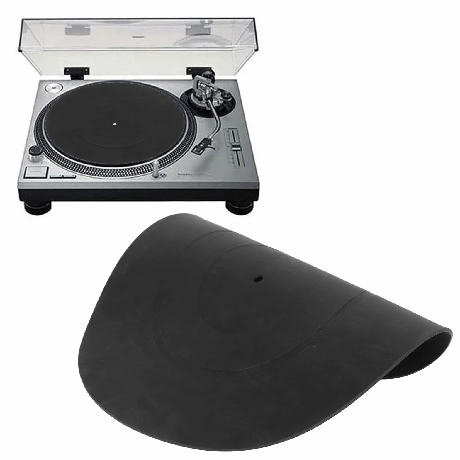 Mata Gramofonowa do Gramofonów Winylowych LP, Mata Gramofonowa Czarna Gumowa Mata Gramofonowa LP, Rekordowa Mata Gumowa Gramofon Home Disc Pad Wymiana akcesoriów.