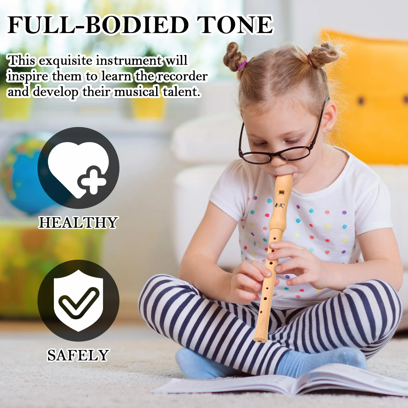 Fentar Drewniany rejestrator, instrument sopranowy, niemiecki palec, rejestrator dla dzieci, dorosłych, początkujących, 2-częściowy design, znakomity 8-otworowy zestaw rejestratorów z pudełkiem do