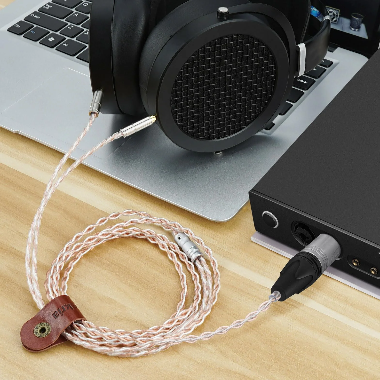 GEEKRIA Apollo 3,5 mm posrebrzany podwójny kabel audio XLR, kompatybilny ze słuchawkami HIFIMAN SUSVARA SUNDARA HE1000se, Denon AH-D9200 AH-D7200 AH-D5200 AH-D600 (5 stóp/1,5 m)