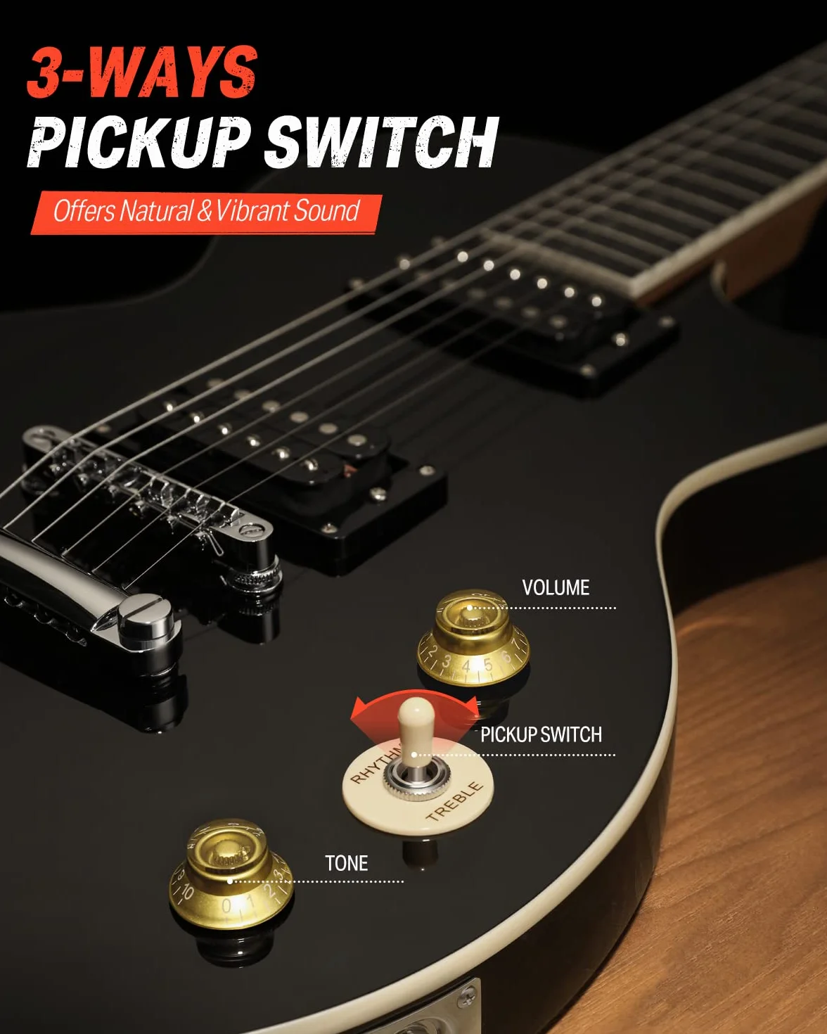 Donner Gitara elektryczna zestaw gitar elektrycznych w stylu LP 39 cali pełny rozmiar z torbą, paskiem, kablem (czarny)