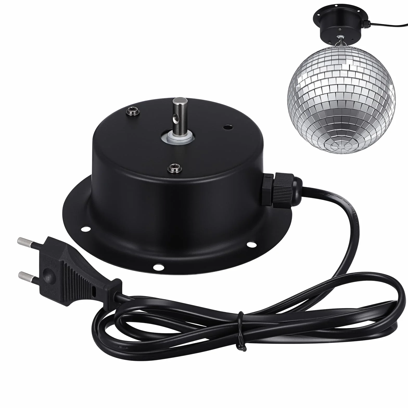 Amosfun Lustrzany silnik kulowy, silnik kuli dyskotekowej, silnik elektryczny 4 W z napędem 2,5 obr./min, ramię, łatwy montaż, idealny do oświetlenia sceny imprezowej, wtyczka europejska