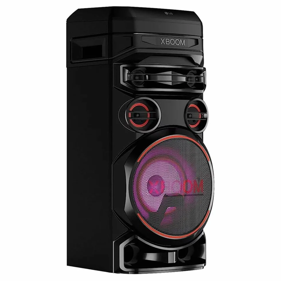 LG XBOOM RNC7, 3-drożny system dźwiękowy z 5 głośnikami (Dolby Audio, funkcje karaoke i DJ, oświetlenie), czarny [model 2023]