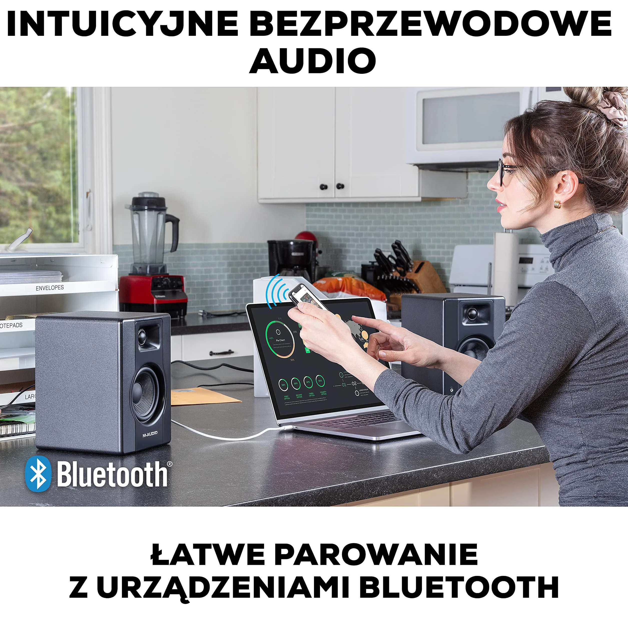 M-AUDIO BX4 BT Para 4.5" Komputerowe monitory studyjne 4.5″ do produkcji muzyki, grania, streamowania, podcastów i DJ-owania