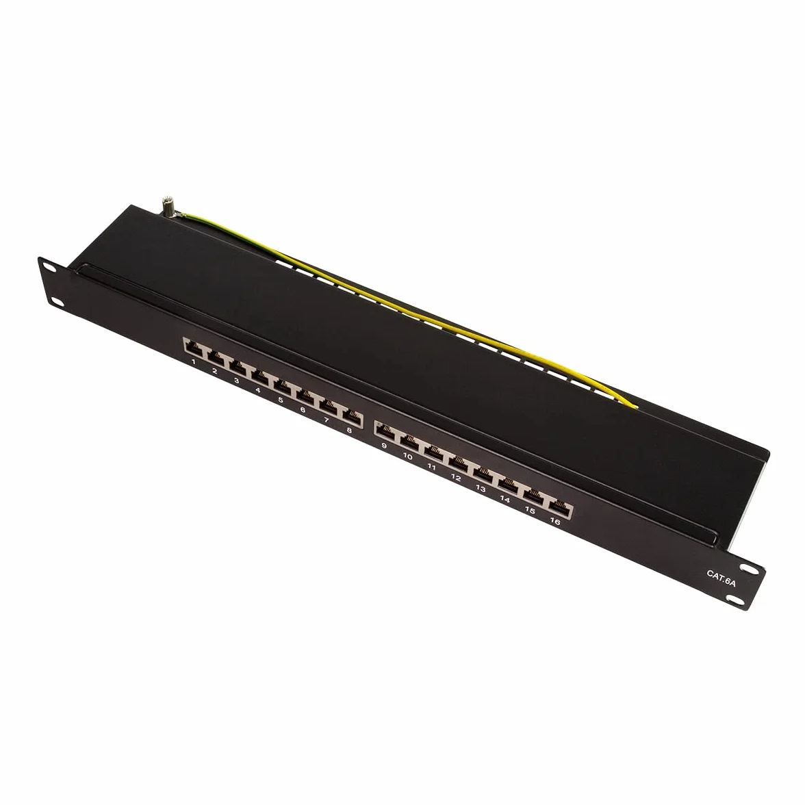 LogiLink Professional NP0076 panel krosowo-rozdzielający Cat 6A z 16 portami, PoE i PoE+, (1 jednostka wysokości), czarny
