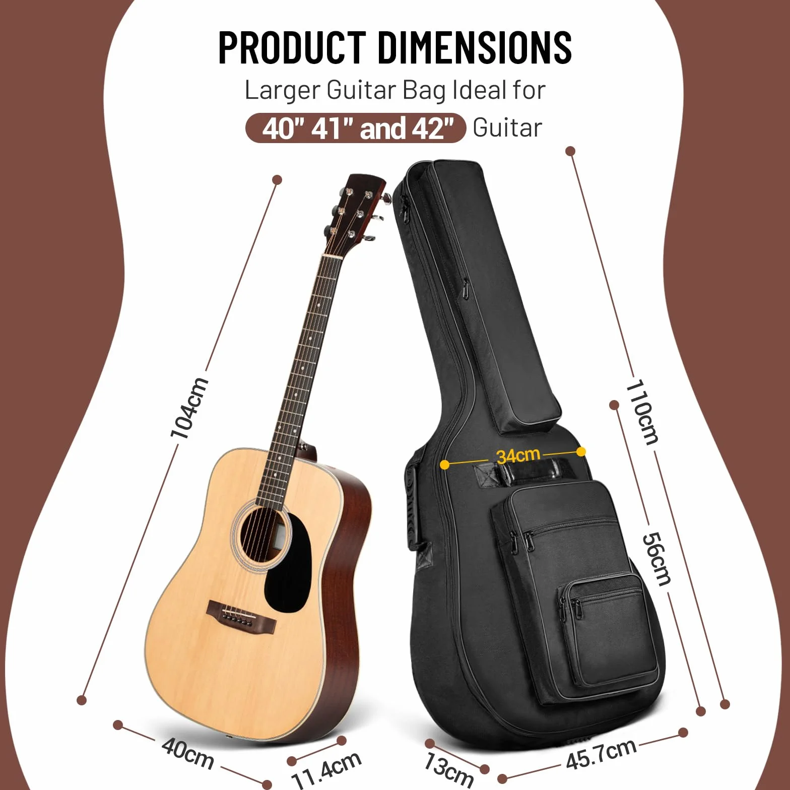 Cahaya Gig Bag Oxford Torba na Gitarę, Czarny, 111 x 12 x 43 cm