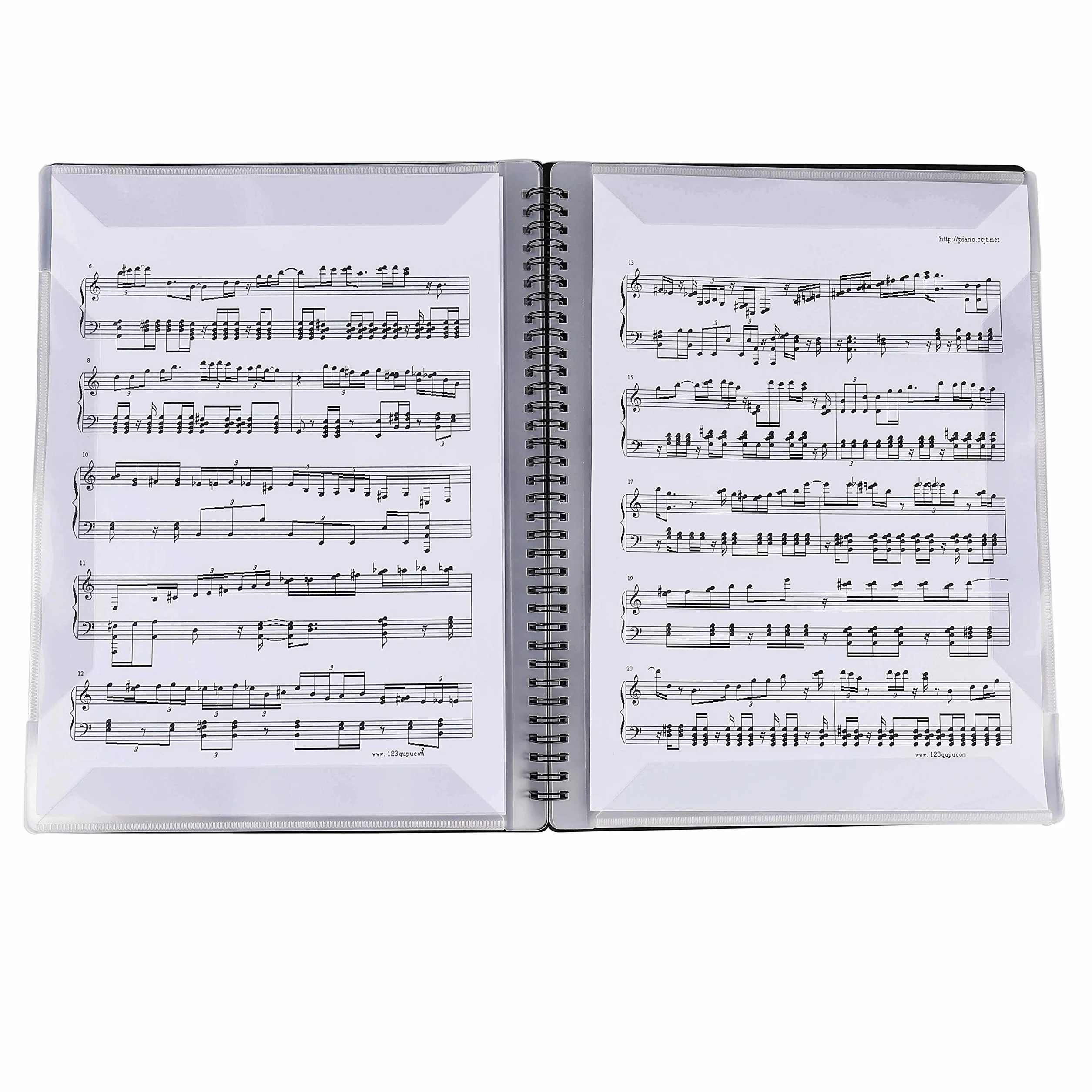 Notenmappe für Notenblätter beim Spielen A4 Größe Papier Dokumente Halter Aufbewahrung 20 Páginas/40 Taschen Clef, Musik Tabelle Datei Ordner, Kunststoff Konzert-Chorfolder für Musiker und Band