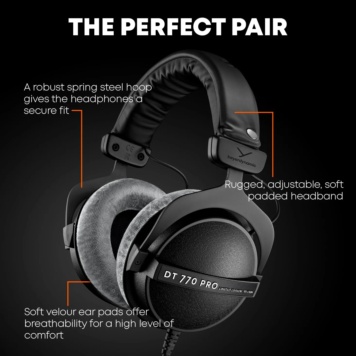 beyerdynamic DT 770 Pro 32 ohm Limited Edition Professional Studio Headphones, szare