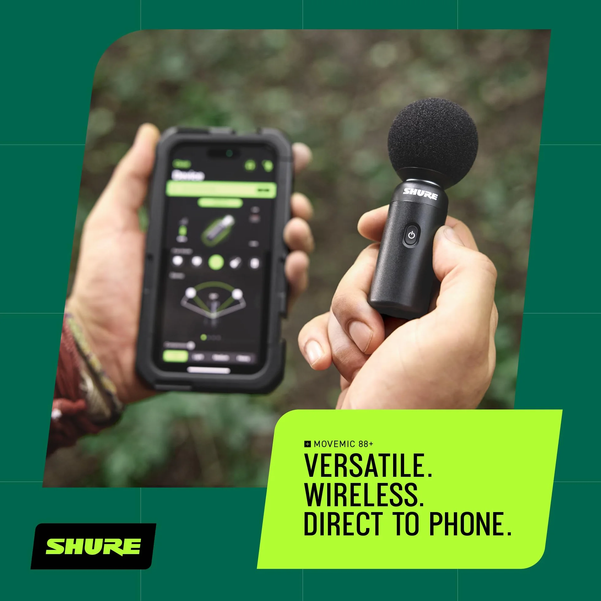 Shure Zestaw Bezprzewodowy mikrofon MoveMic 88+ - pro rejestrator dźwięku do nagrywania filmów/wywiadów w terenie | kompatybilny z iOS/Android za pośrednictwem aplikacji MOTIV (MV88+W-KIT-Z6)