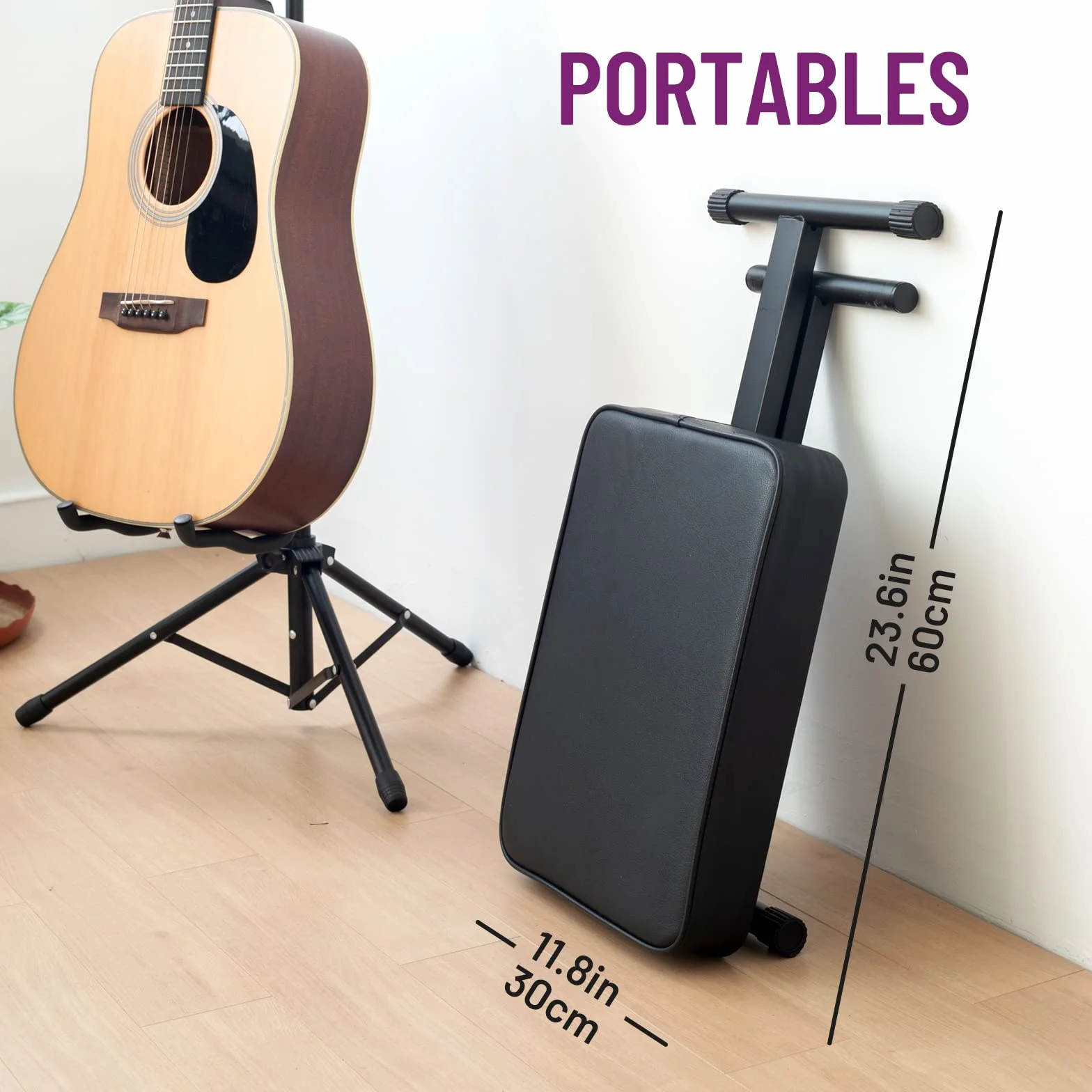 CAHAYA Premium Keyboard Ławka 7CM Wyściełana poduszka Grubość X-Style Ławka fortepianowa 3 Regulowana wysokość Klawiatura Premium Krzesło do elektronicznych klawiatur cyfrowych Fortepiany CY0296